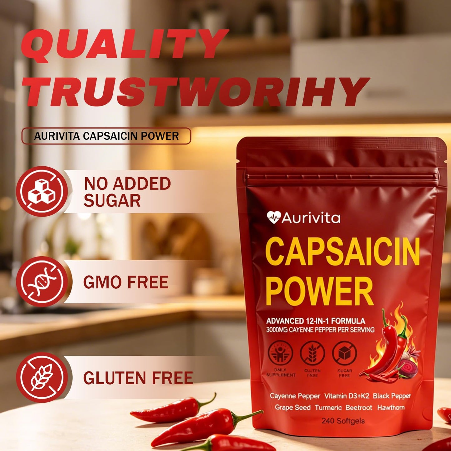 CURAIY Aurivita Capsaicin Softgels 240 Count