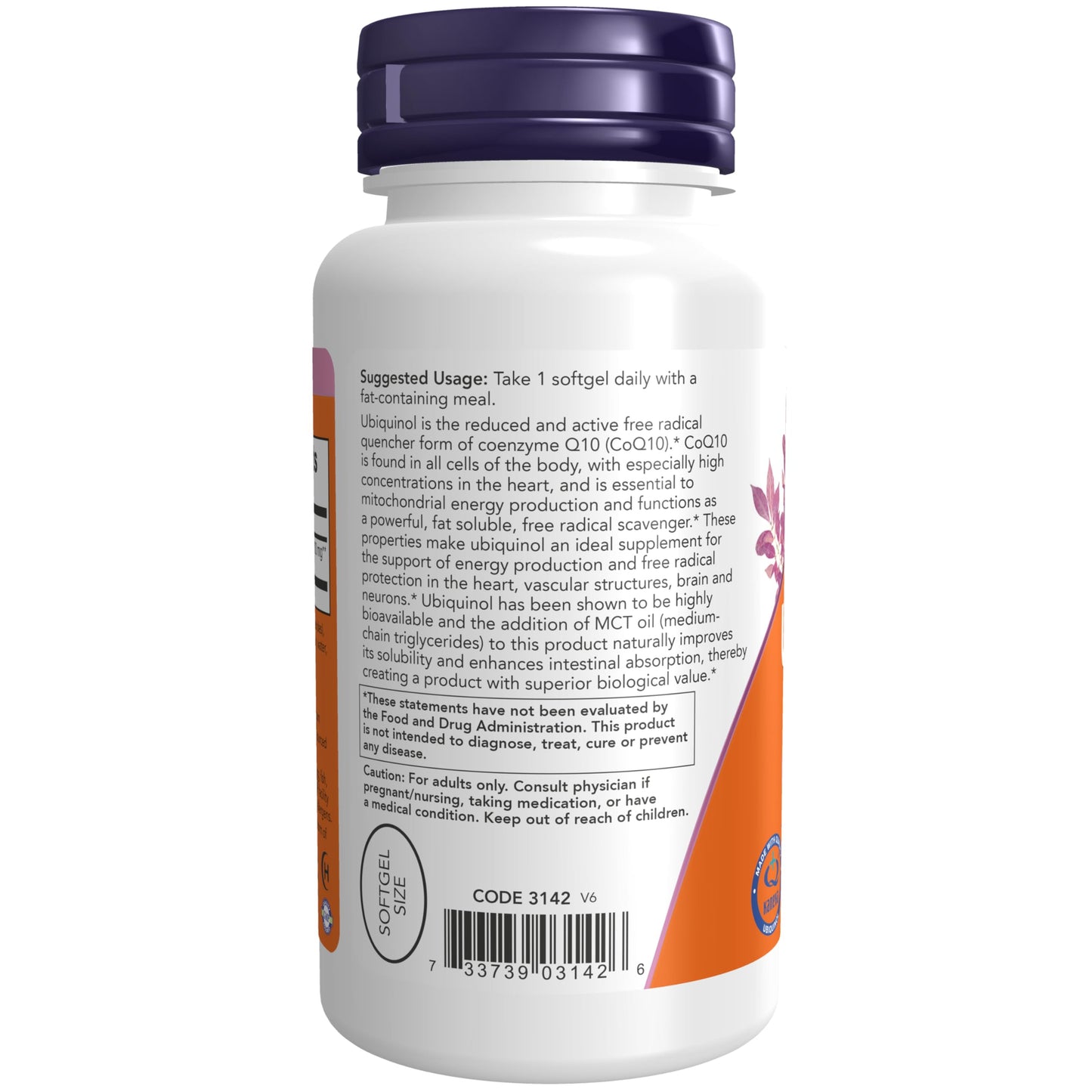 NOW Foods Ubiquinol 100 mg High Bioavailability (the Active Form of CoQ10) Softgels, 60 Softgels