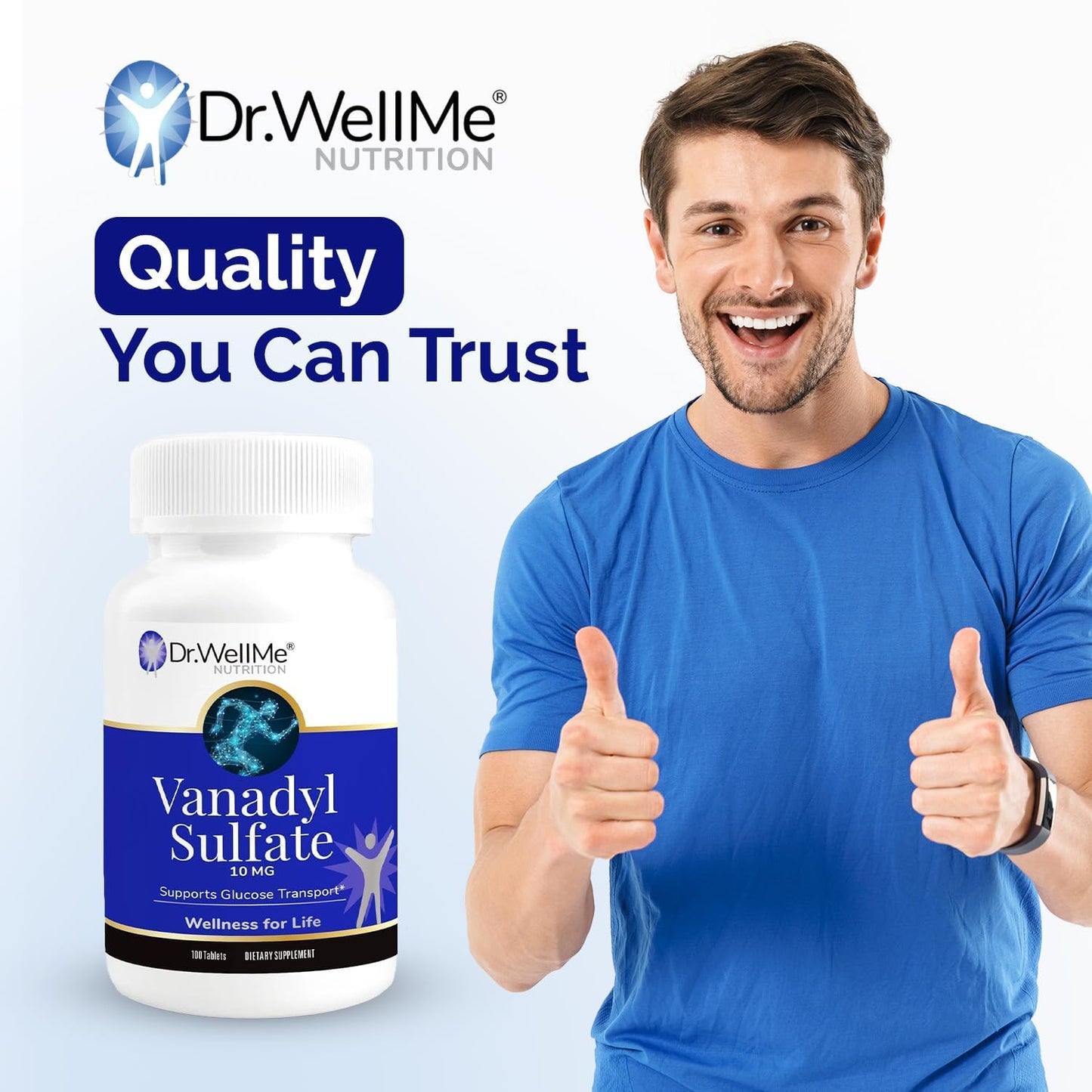 DR WELLME NUTRITION Vanadyl Sulfate 10mg Tablets, 300 Count