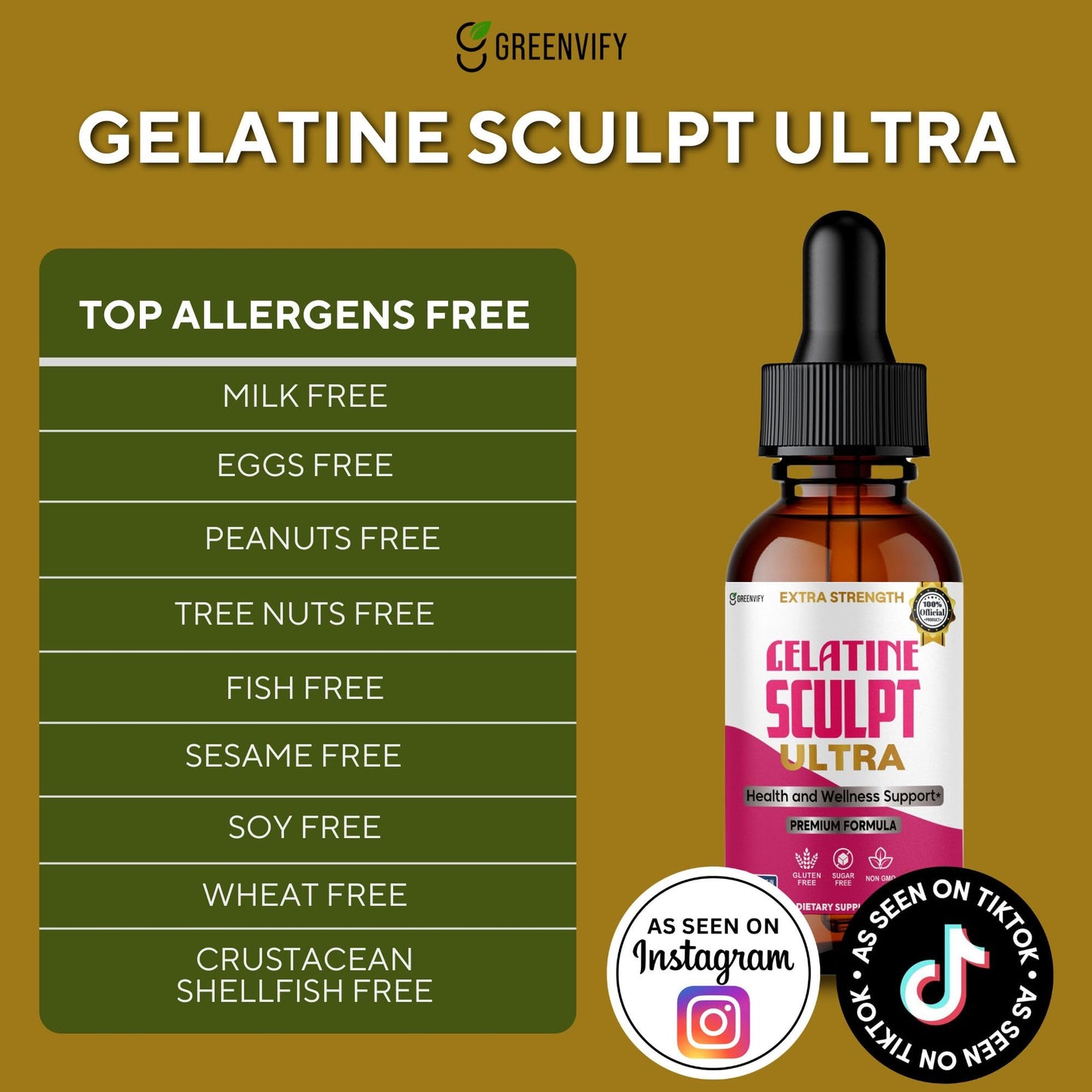 GREENVIFY Gelatine Sculpt Ultra Health and Wellness Support, 60 Capsules