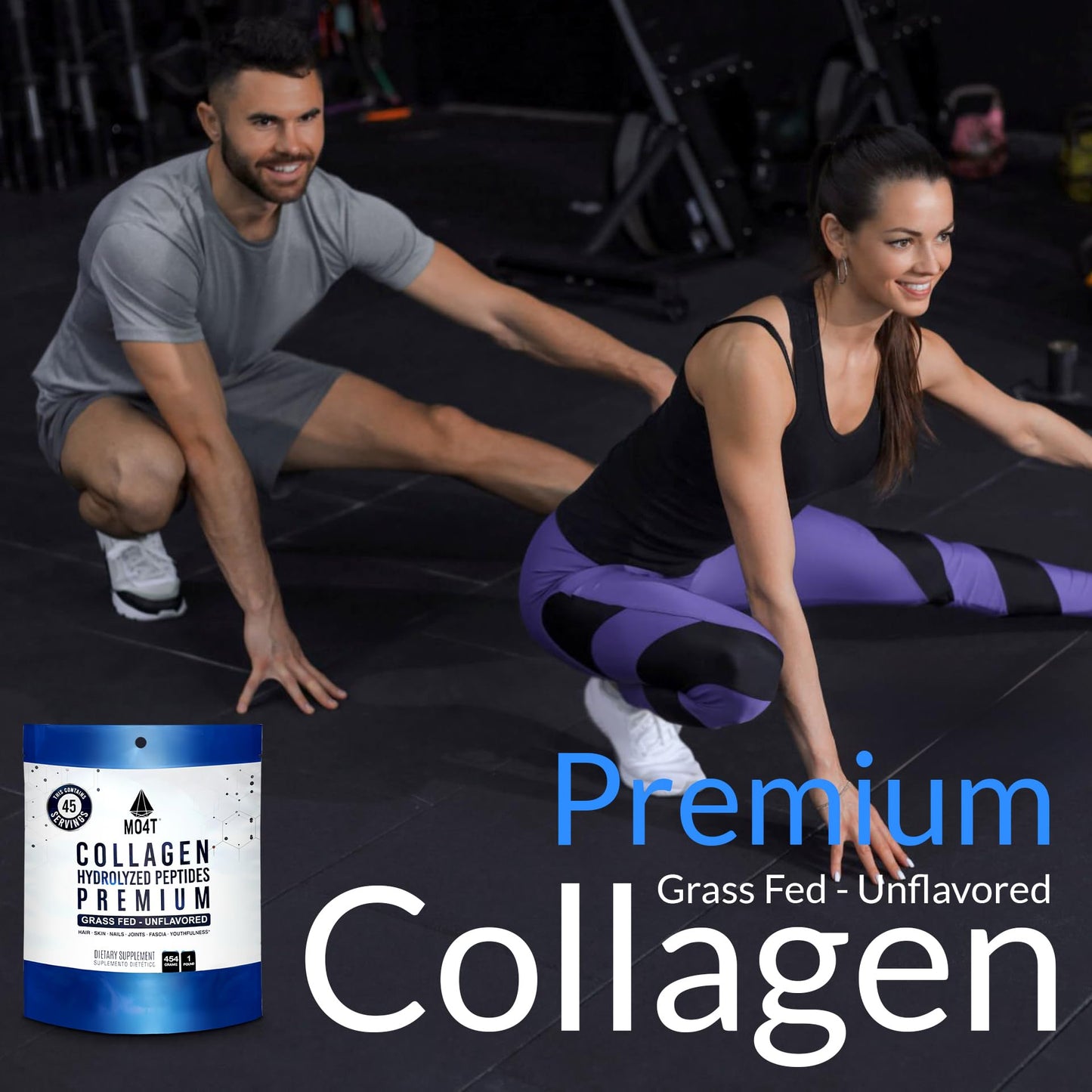 MOMOF4TRANSFORM MO4T Collagen Peptides Collagen Powder - Hydrolyzed Collagen - Grass-Fed - Unflavored, 1 Pound, 16