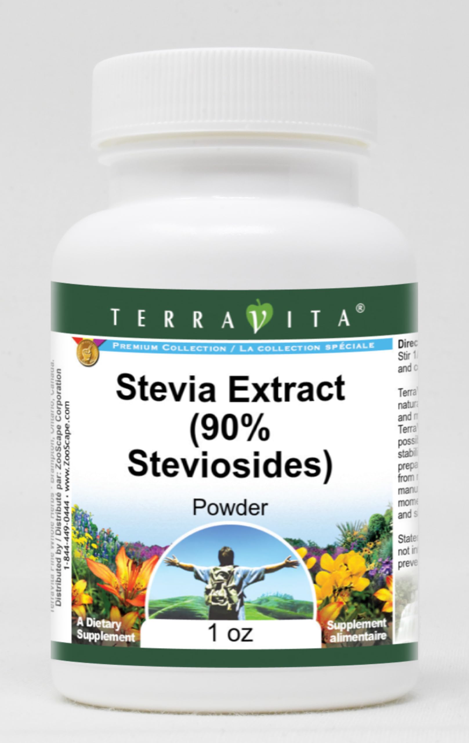 Terravita Stevia Extract (90% Steviosides) Powder, 3 Pack