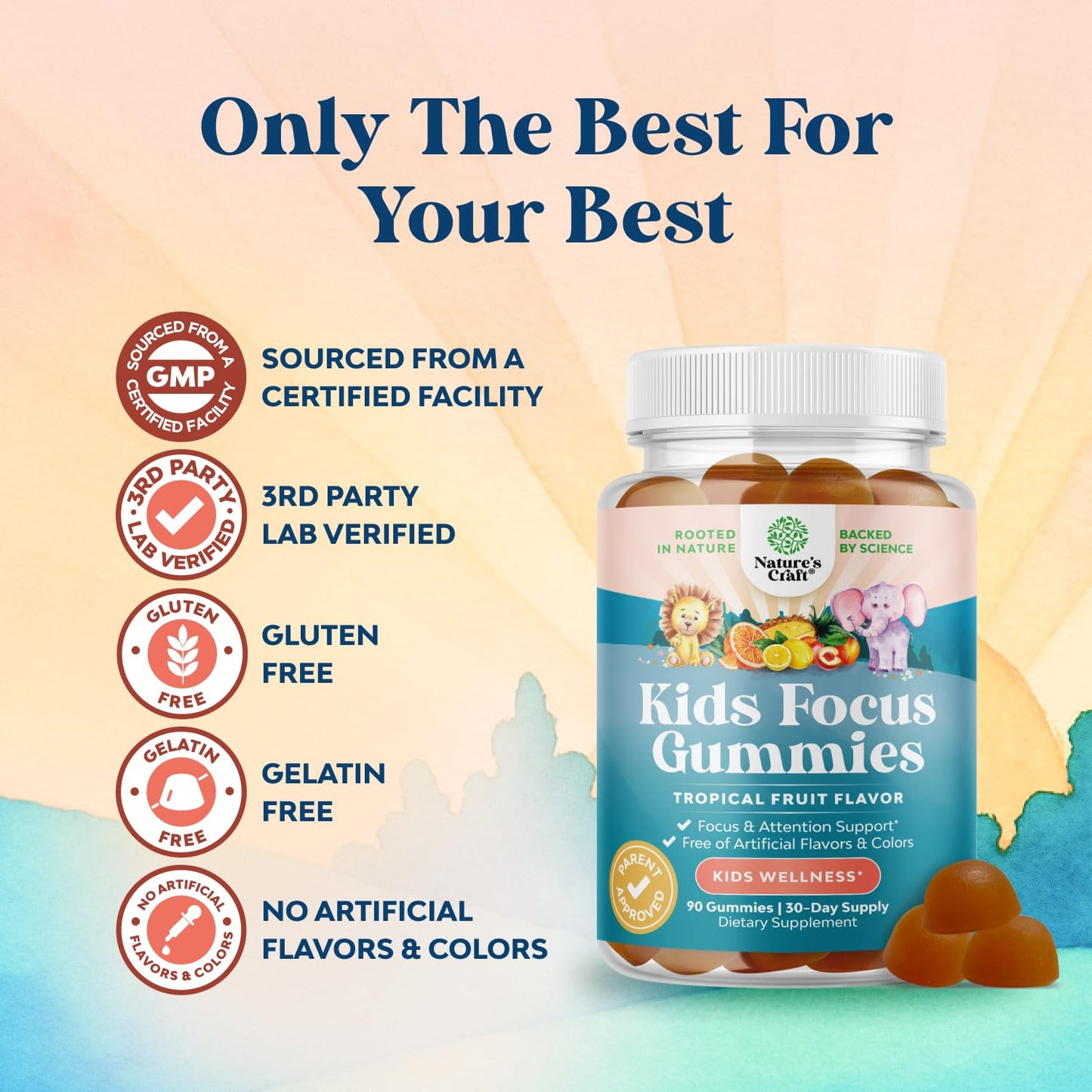 Natures Craft Kids Focus Gummy 90 Count