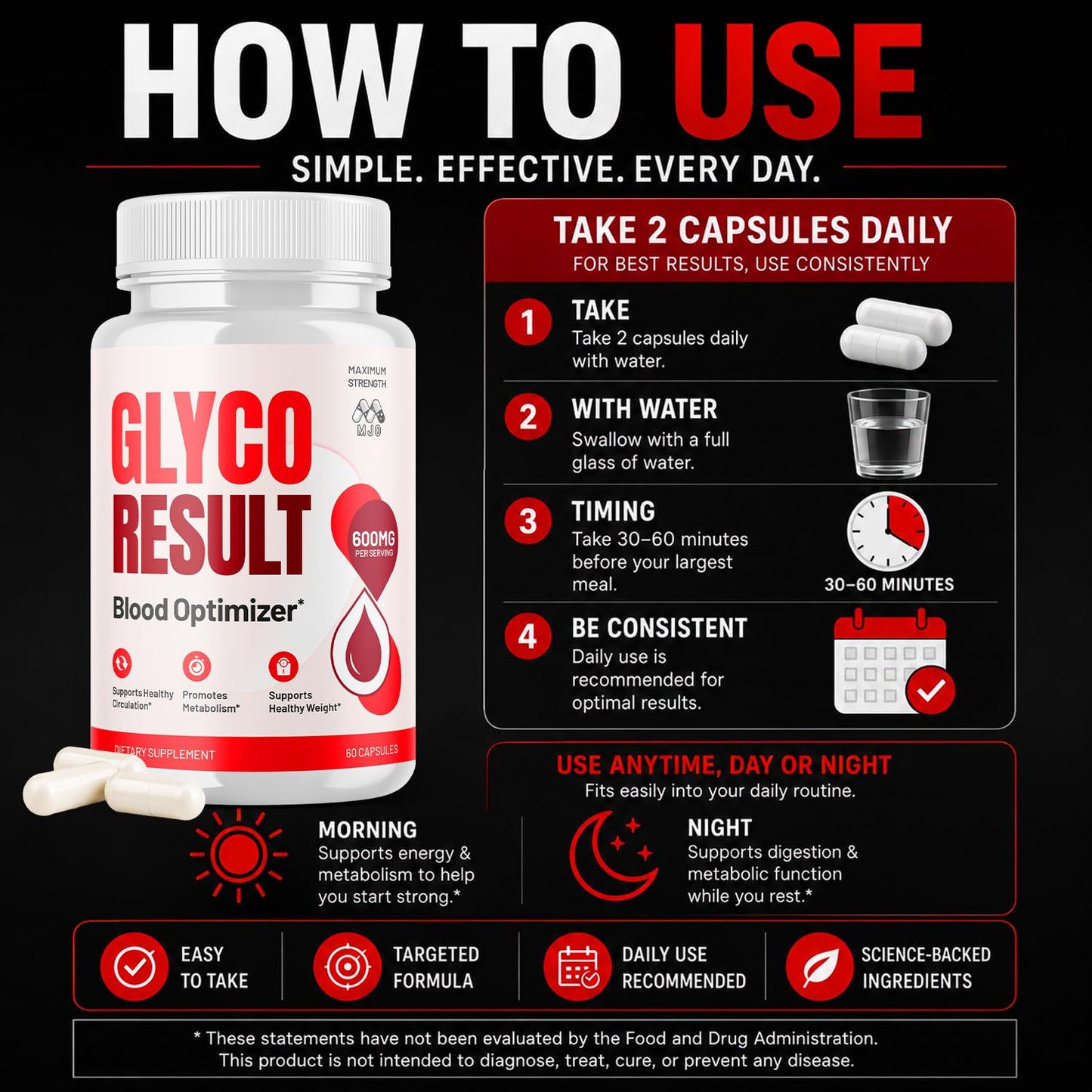 MJO Glyco Result Blood Optimizer Supplement Capsules 300 Capsules