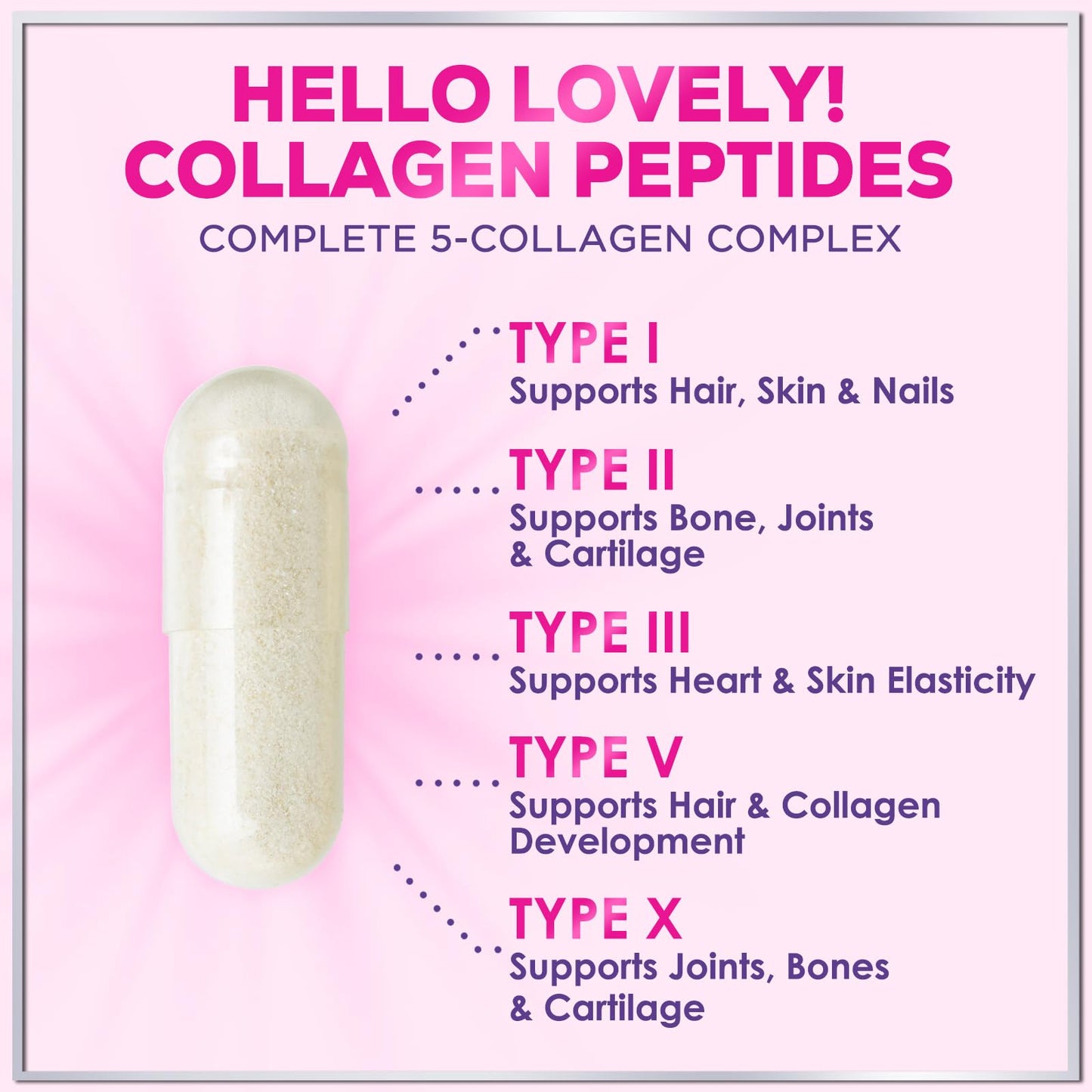 Hello Lovely! Multi Collagen Peptides Capsules, 120 Count