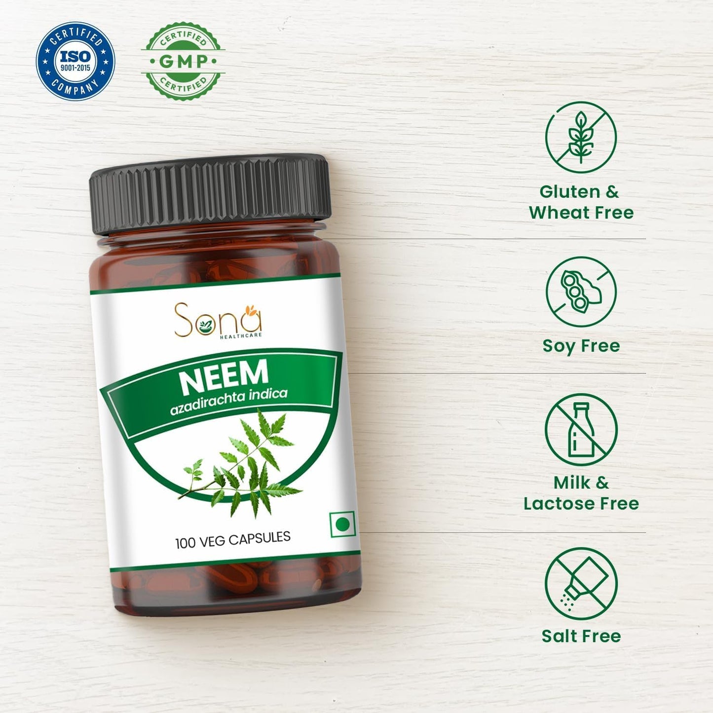 SONA HEALTHCARE Neem Capsule 1000mg Veg Capsule 100 Count