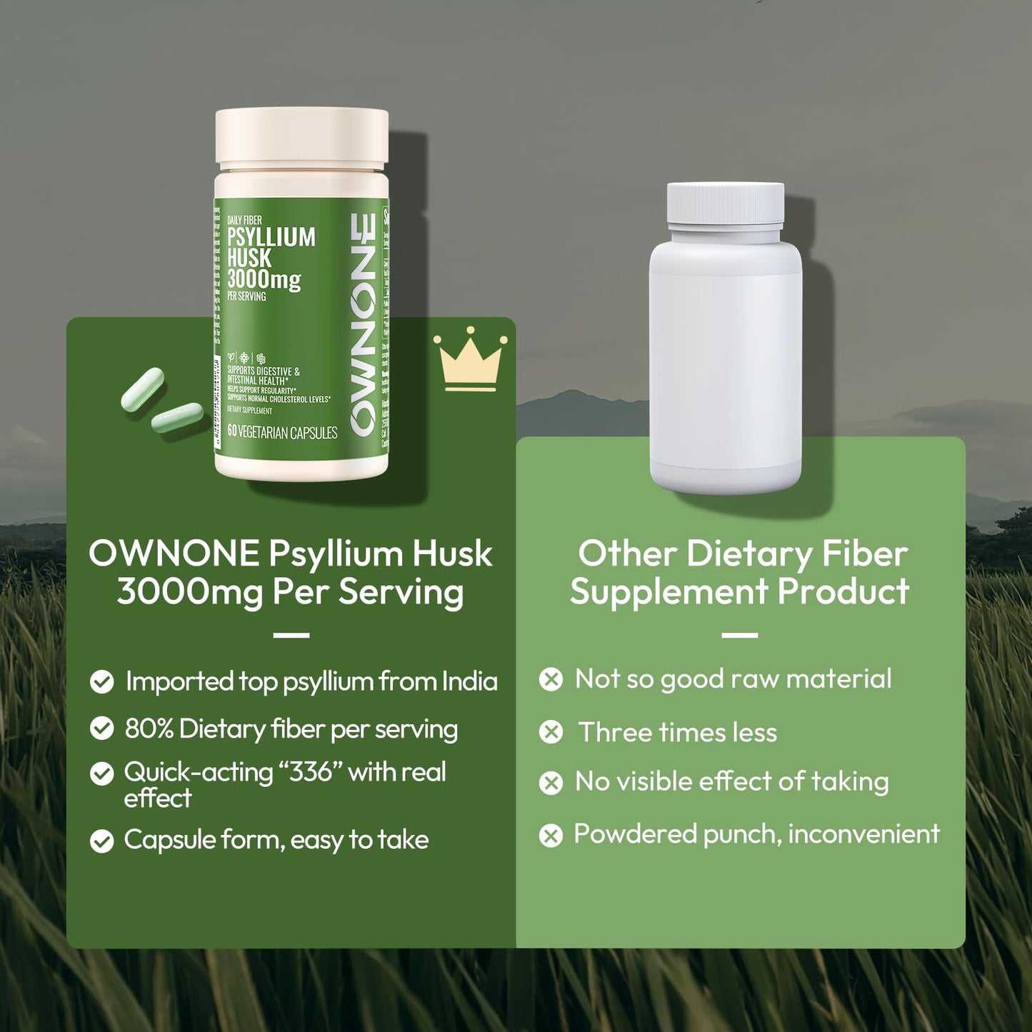 OWNONE Psyllium Husk Capsules, 60 Count
