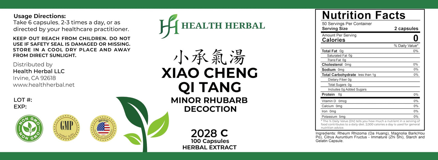 Health Herbal Xiao Cheng Qi Tang/Minor Rhubarb Decoction Capsules, 100 Capsules