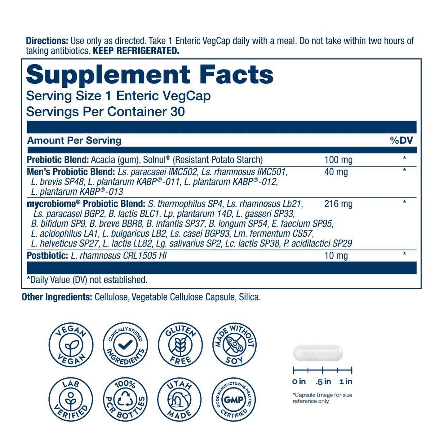 Solaray Mycrobiome Complete Probiotics Men's Formula Capsules, 30