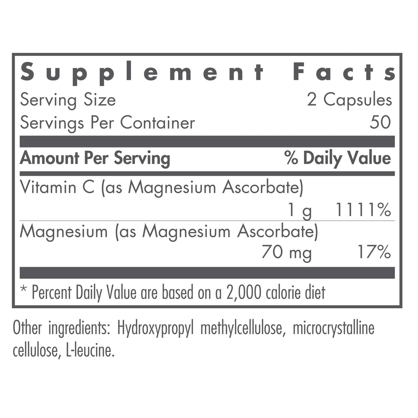 Allergy Research Group Magnesium Ascorbate - Buffered Vitamin C Supplement Capsules, 100 Capsules