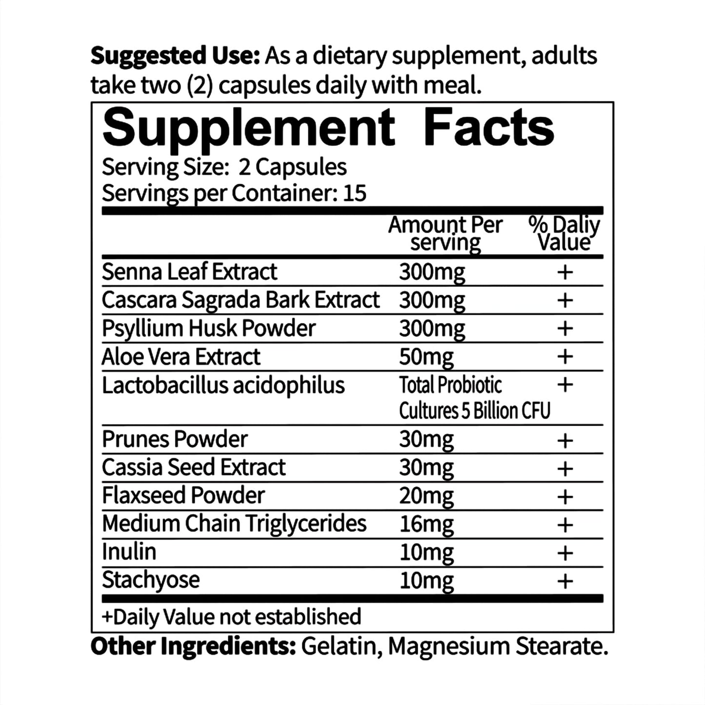 AvailNaturals Ultra Gut Daily Cleanse - 15 Day Detox Cleanse with Cascara Sagrada, Senna Leaf, Psyllium Husk Dietary Fiber, 2.5B CFU Probiotics Gut Health Support, 30 Capsules