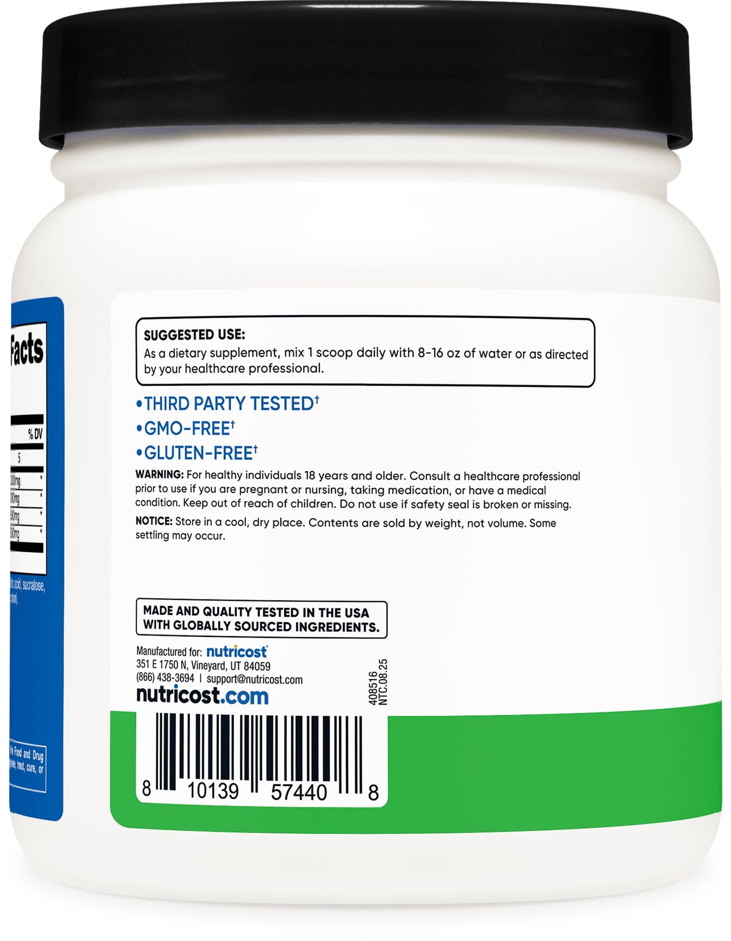 Nutricost BCAA Powder 2:1:1 (Green Apple), 17.6 oz