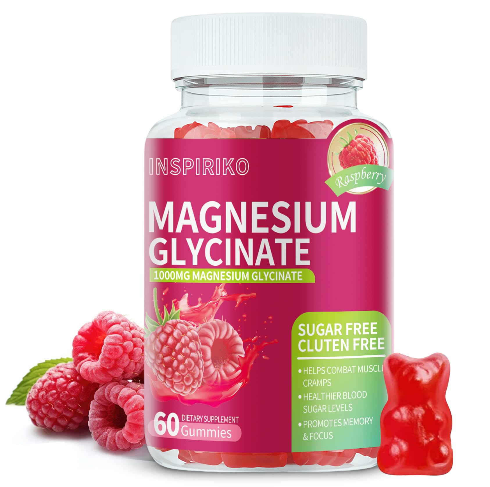Inspiriko Magnesium Glycinate Gummies 1000mg, 60 Count