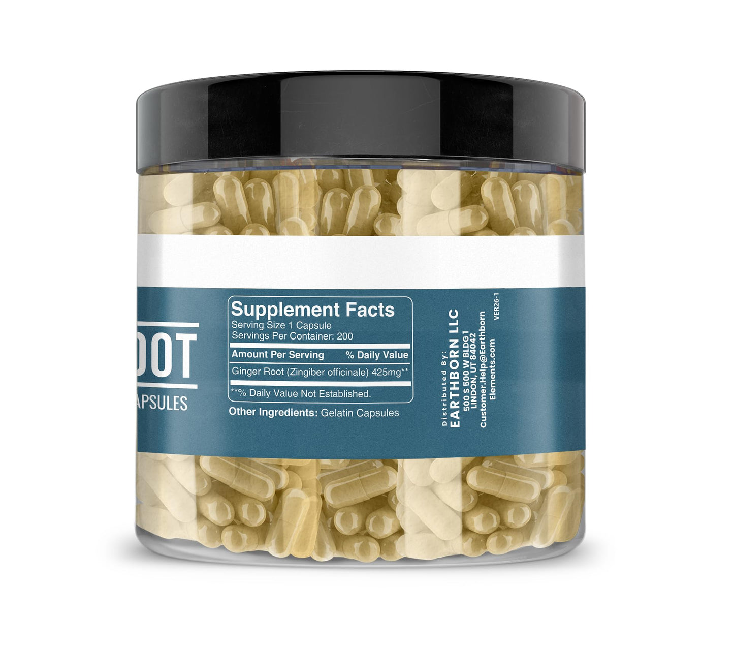 Earthborn Elements Ginger Root Capsules, 200 Count