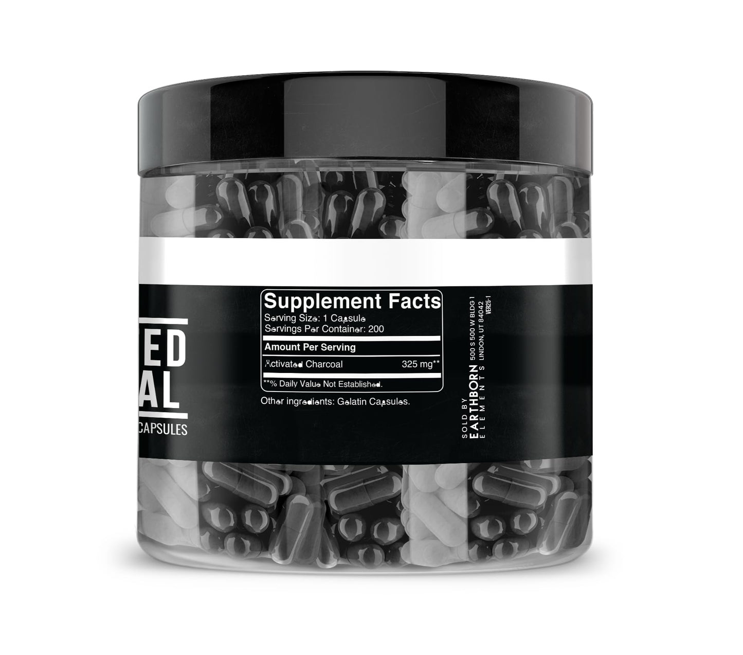 Earthborn Elements Activated Charcoal Capsules 200 Count