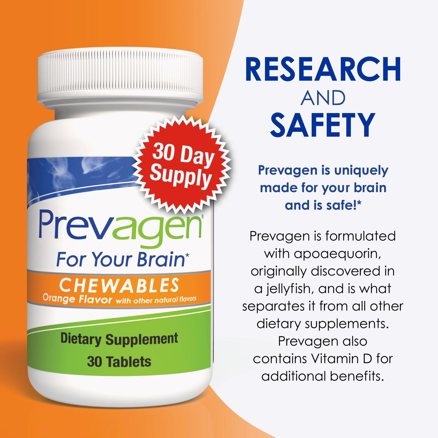 Prevagen Regular Strength Orange Chewables, 90 Count