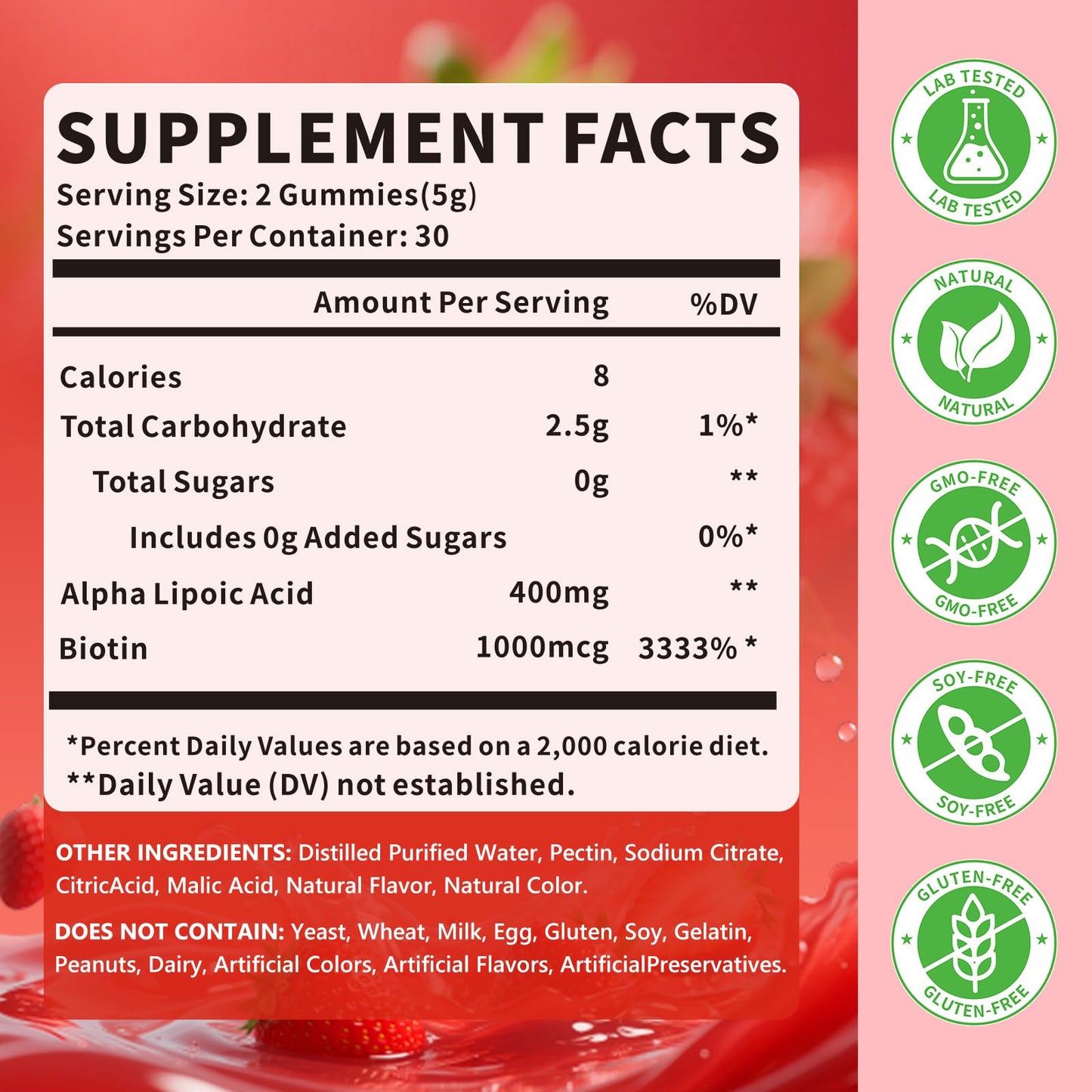 YXSW Alpha Lipoic Acid Gummy 120 Count
