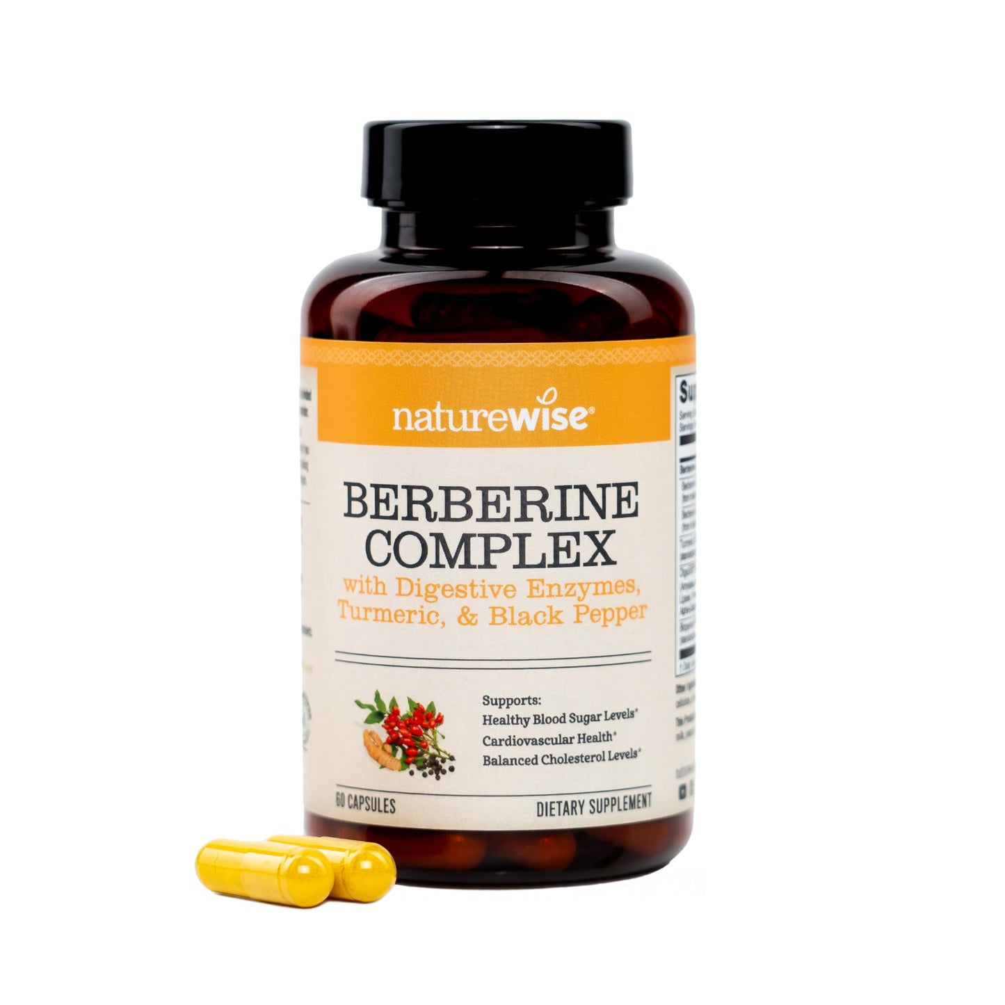 NatureWise Berberine 1000mg Berberine Phytosome + HCI + Turmeric & Digestive Enzymes Capsules, 60 Count