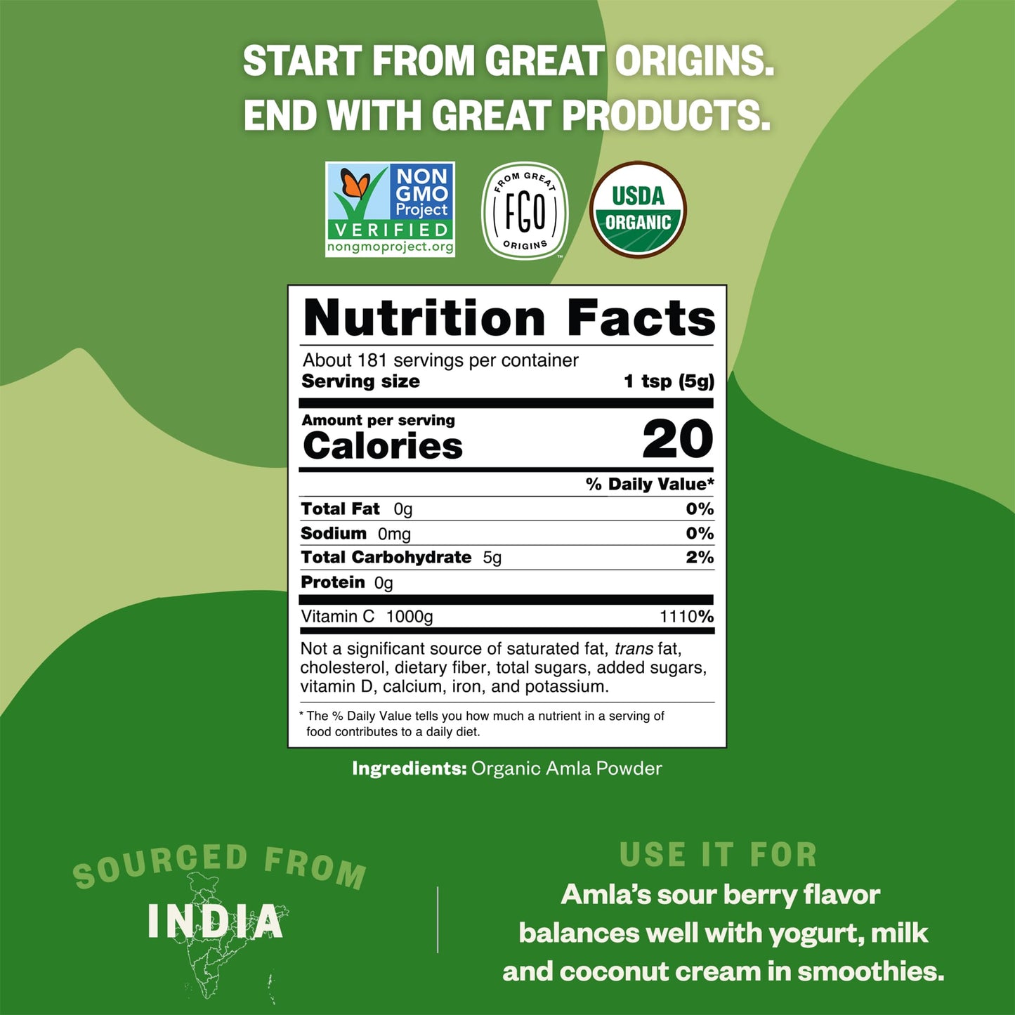FGO Organic Amla Powder, 32 oz