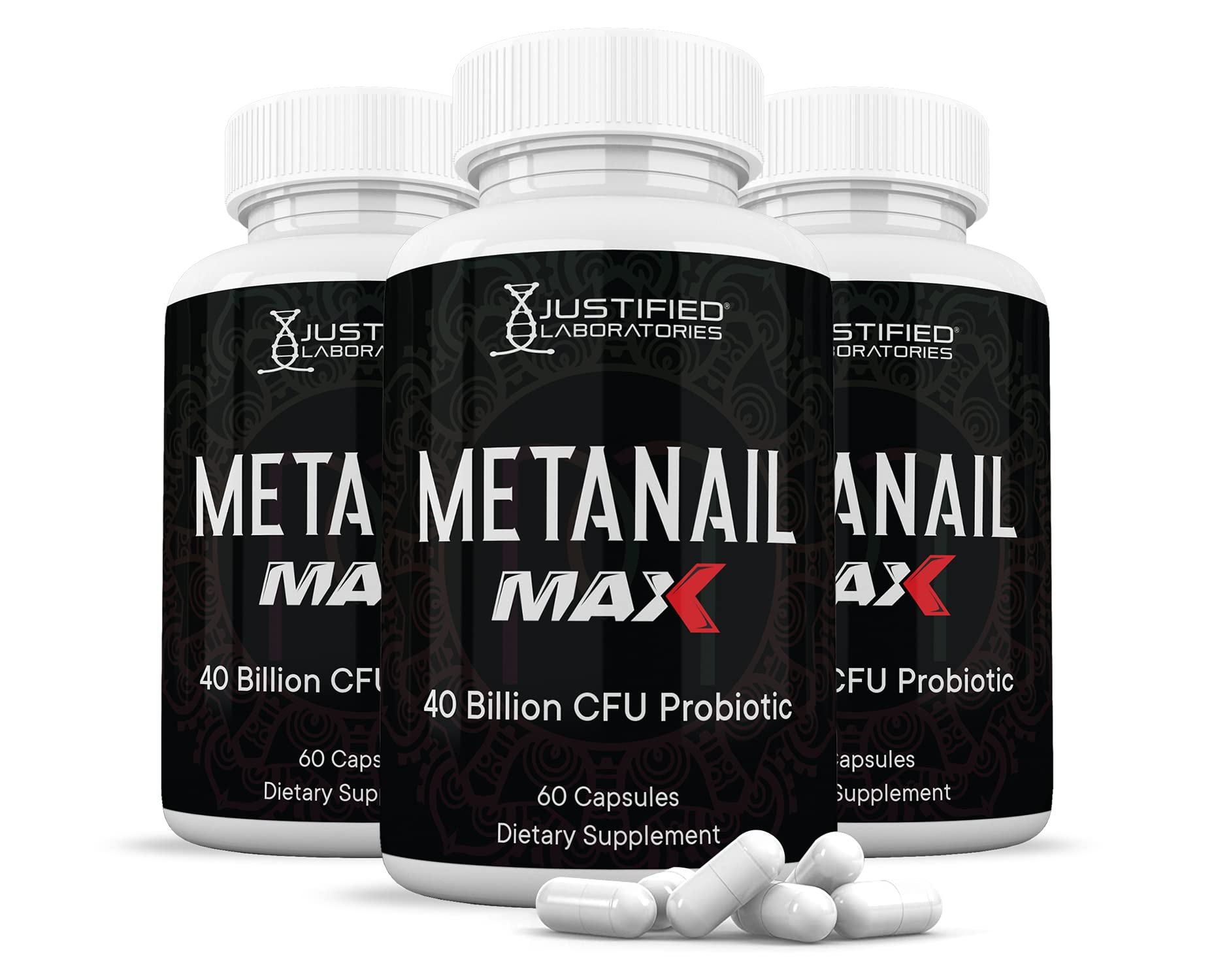Justified Laboratories Metanail Max 40 Billion CFU Probiotic Nail Support Capsule, 180 Capsules