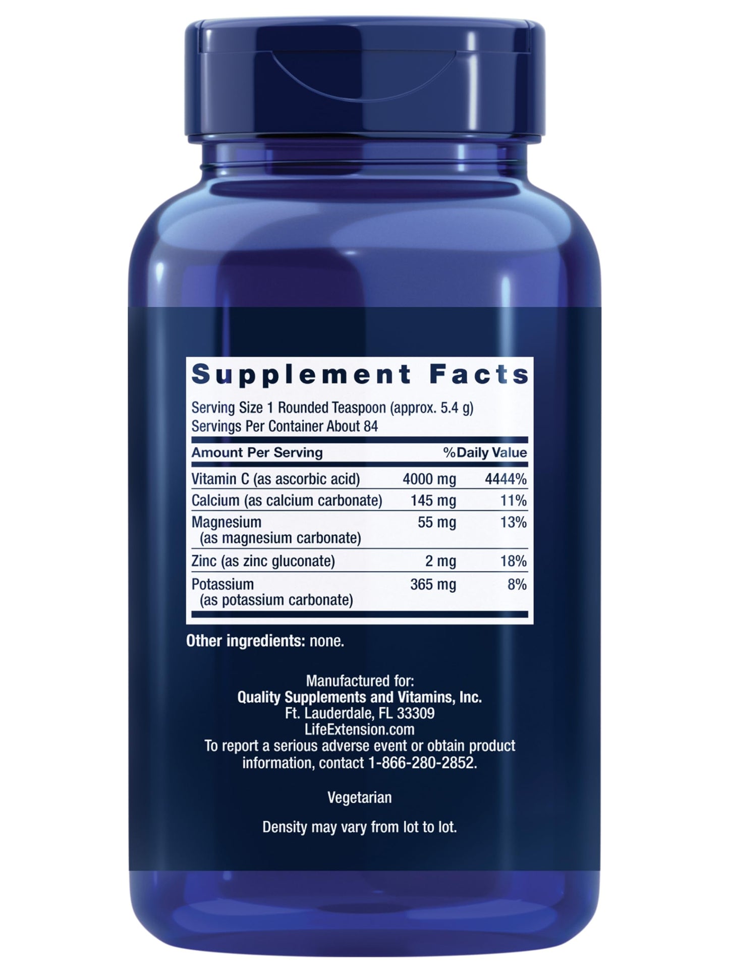 Life Extension Buffered Vitamin C Powder with Calcium, Magnesium, Potassium & Zinc, 16 oz