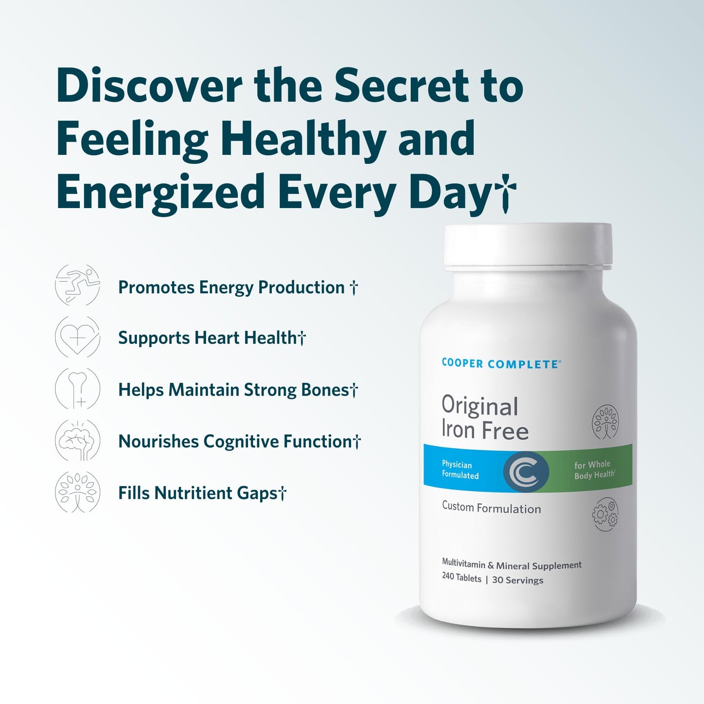 Cooper Complete Original Multivitamin Iron Free and Advanced Omega-3 Daily Multivitamin and Mineral Supplement Plus Fish Oil Supplement Softgels and Tablets, 2 Count