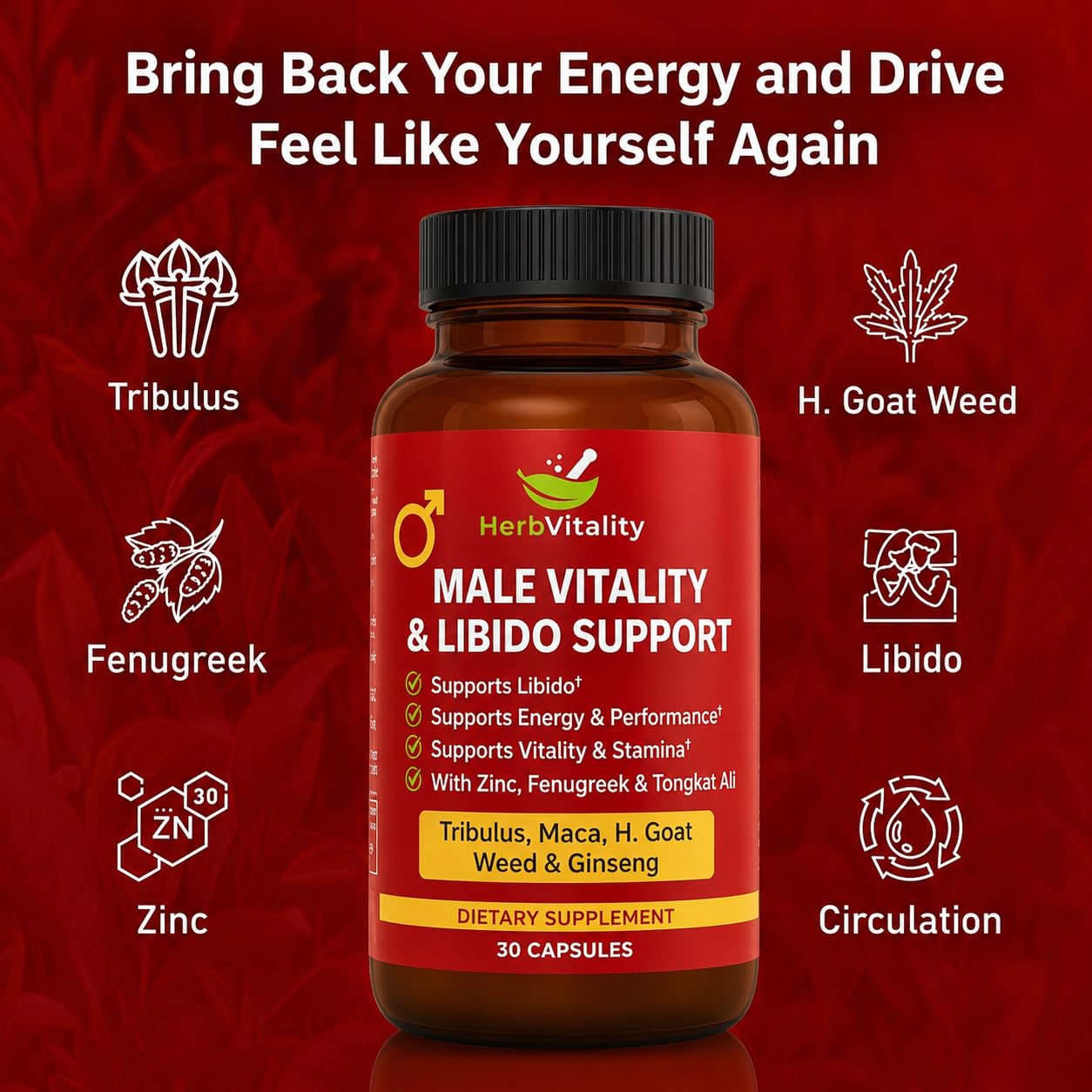 Herb Vitality Men’s Libido & Vitality Formula Capsule 30 Capsules