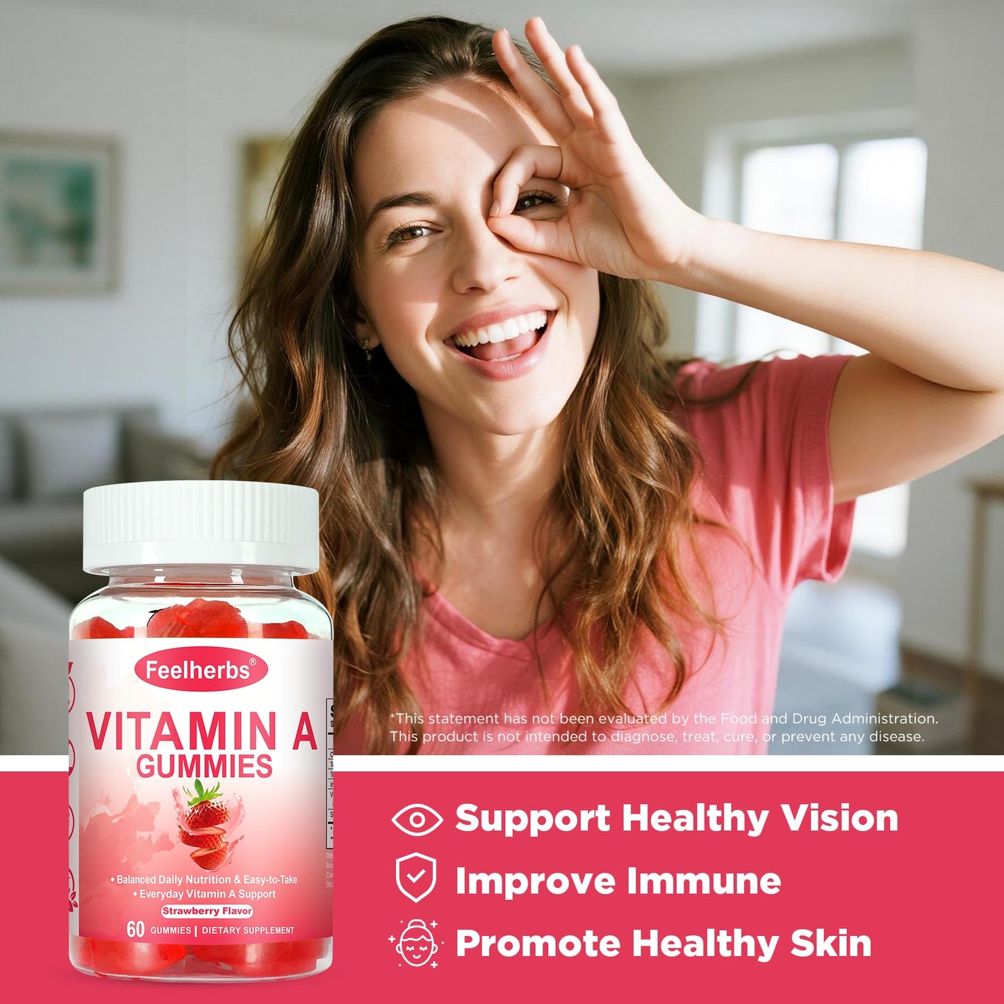 Feelherbs Vitamin A 25000 IU Gummies, 60 Count
