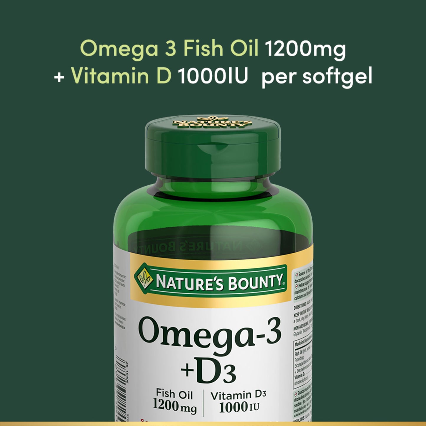Nature's Bounty Omega-3 + D3 Fish Oil 1200mg / Vitamin D3 1000IU Caplets 90