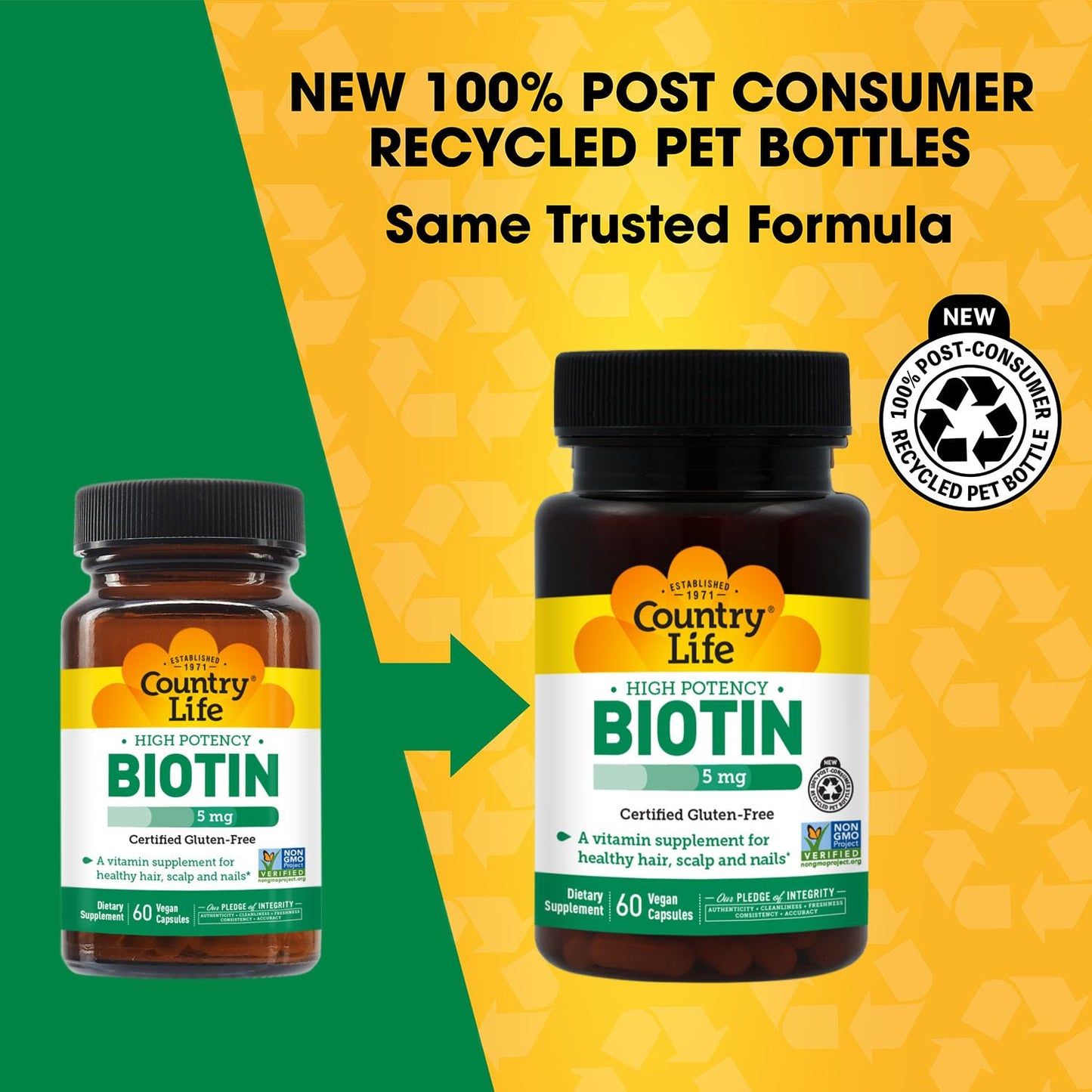 Country Life Biotin 5 mg for Hair, Scalp and Nails Capsules, 60 Count