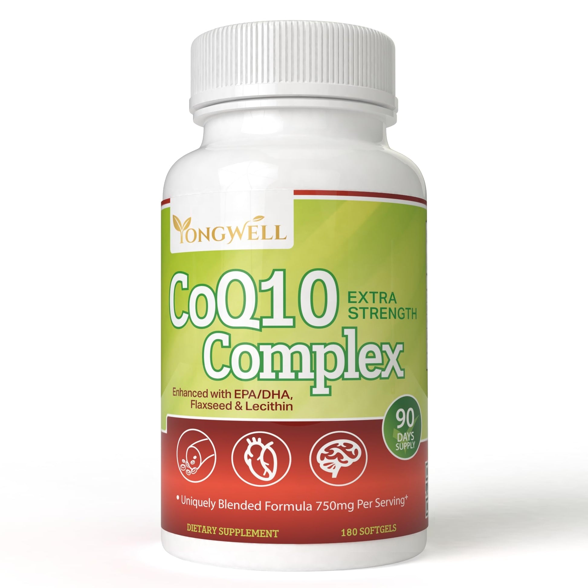 VitaVita Extra Strength CoQ10 Complex with EPA/DHA, Lecithin, Flaxseed & Vitamin E Softgels, 180