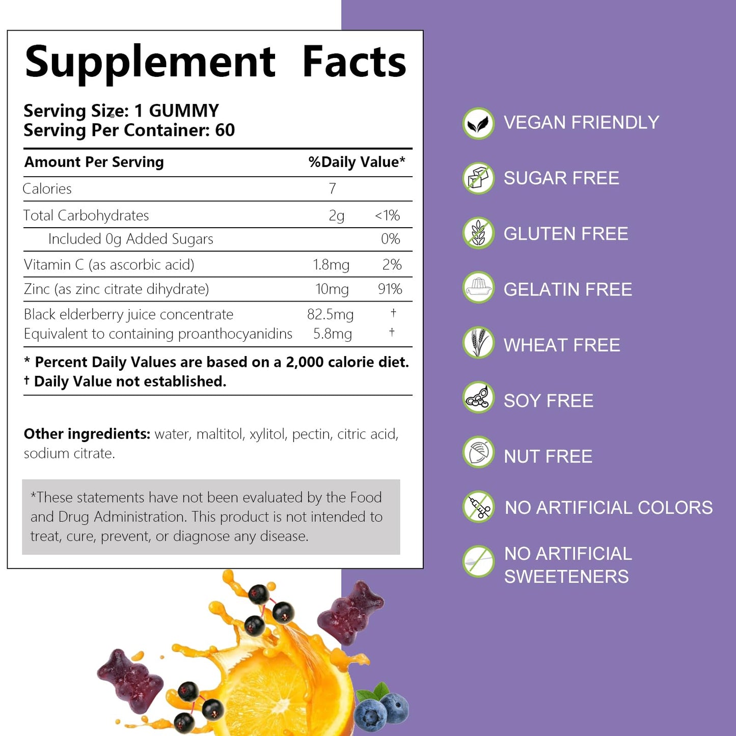 AFXMATE Sambucus Black Elderberry Gummies, 120 Count