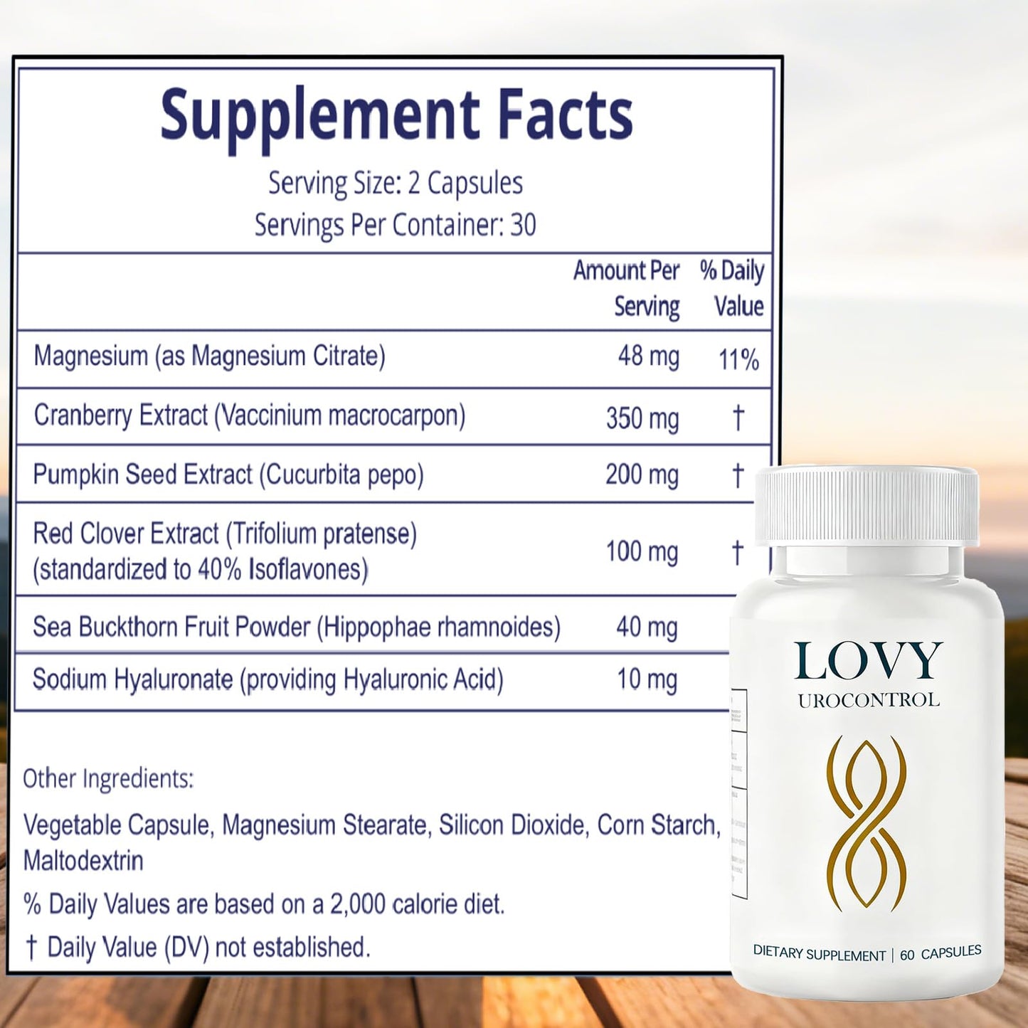 LANZF Lovy Urocontrol Bladder Health Supplement with Pumpkin Seed & Herbal Extracts, 60 Capsules