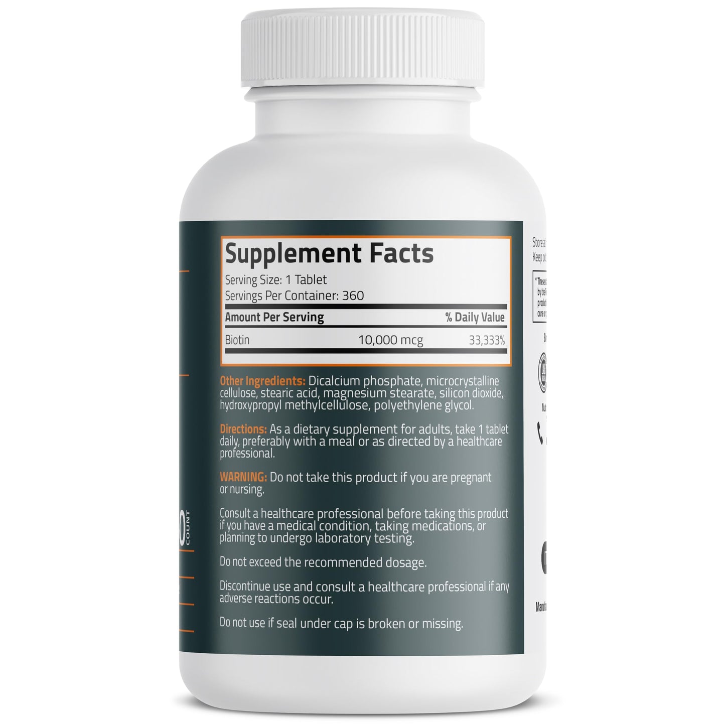 Bronson Biotin 10,000mcg Tablet, Supports Healthy Hair, Skin and Nails, Vegetarian, Non-GMO, 360 Tablets