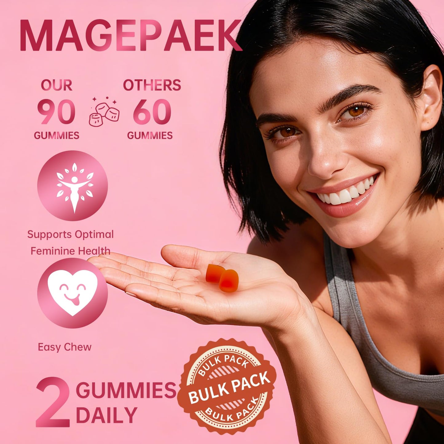 GlowGems Vital Natural Feminine Balance Gummies Chewable 90 Count