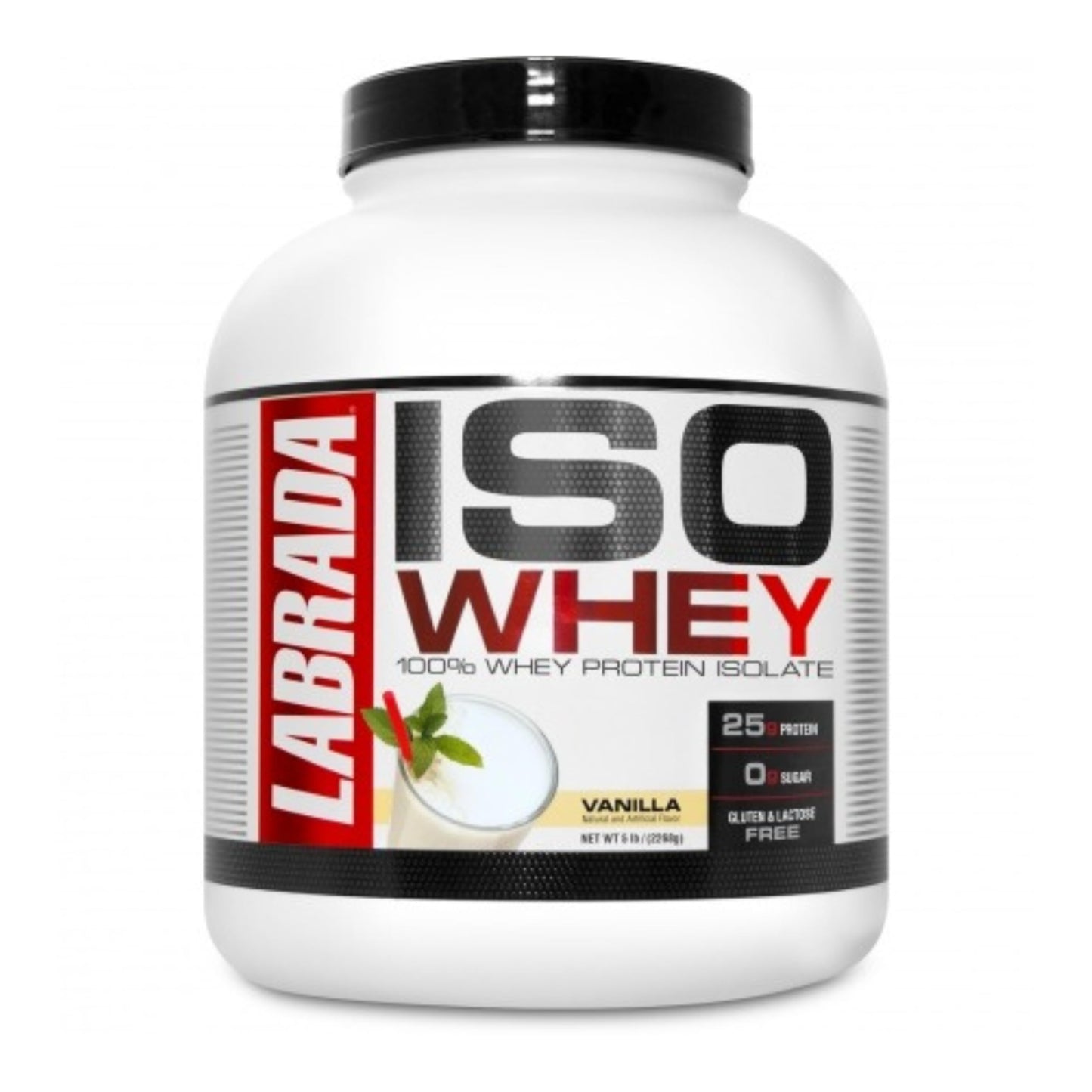 Labrada ISO WHEY 100% Premium Whey Protein Isolate Powder, Vanilla, 5 Pound, 80 Servings