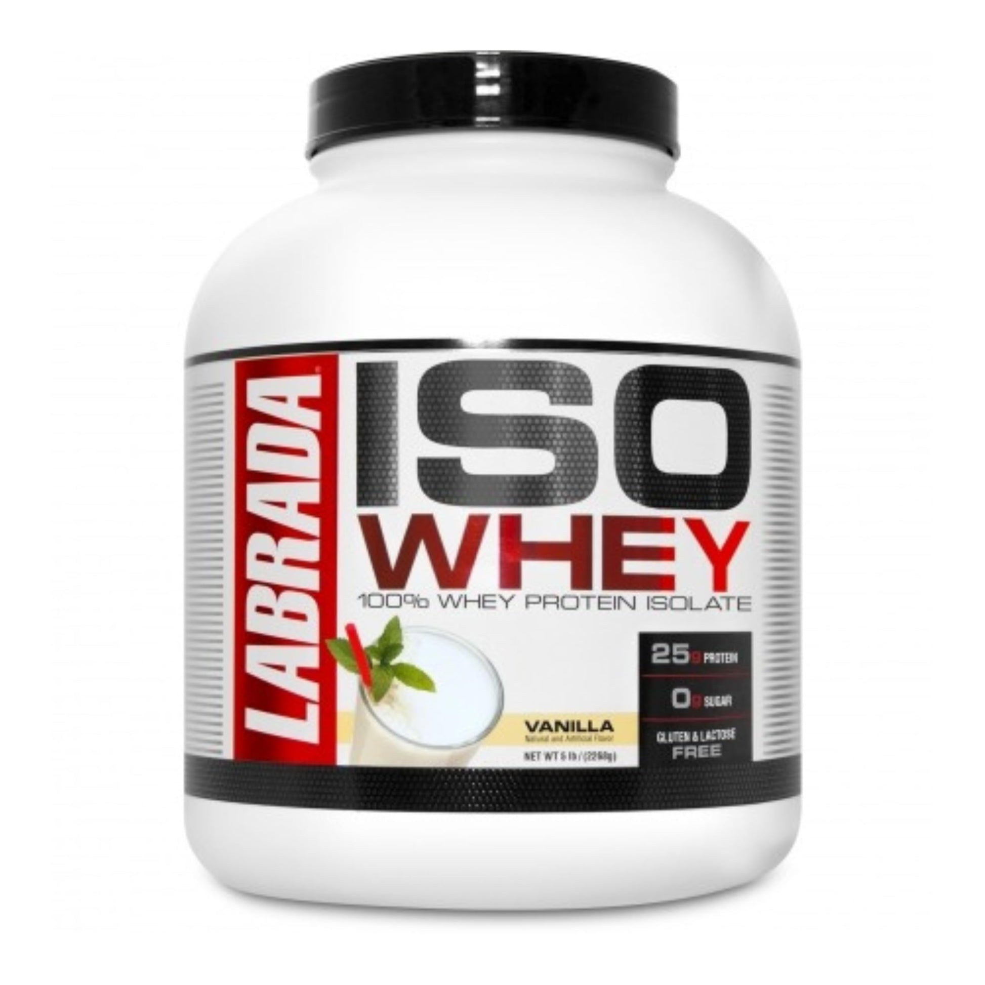 Labrada ISO WHEY 100% Premium Whey Protein Isolate Powder, Vanilla, 5 Pound, 80 Servings