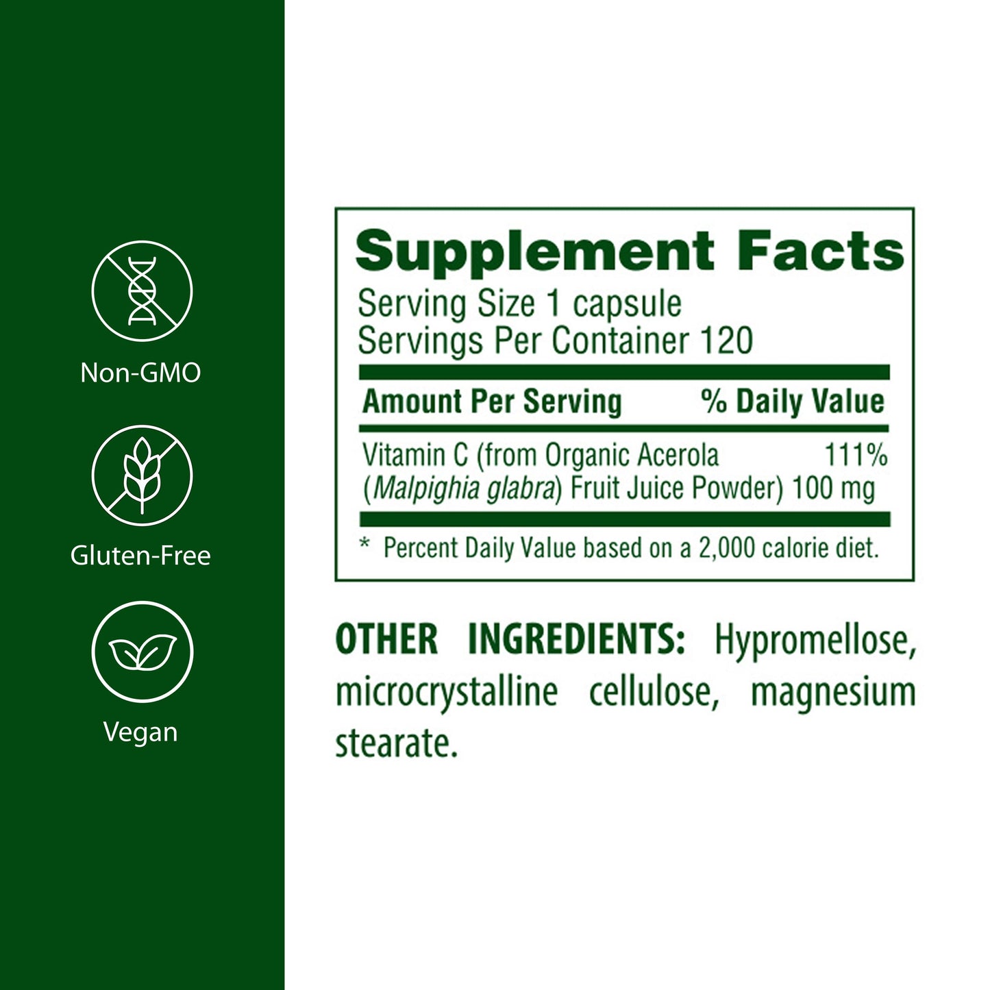 Flora Acerola Natural Vitamin C Daily Immune Booster Gluten Free & Vegan Antioxidant Powder Capsule 120