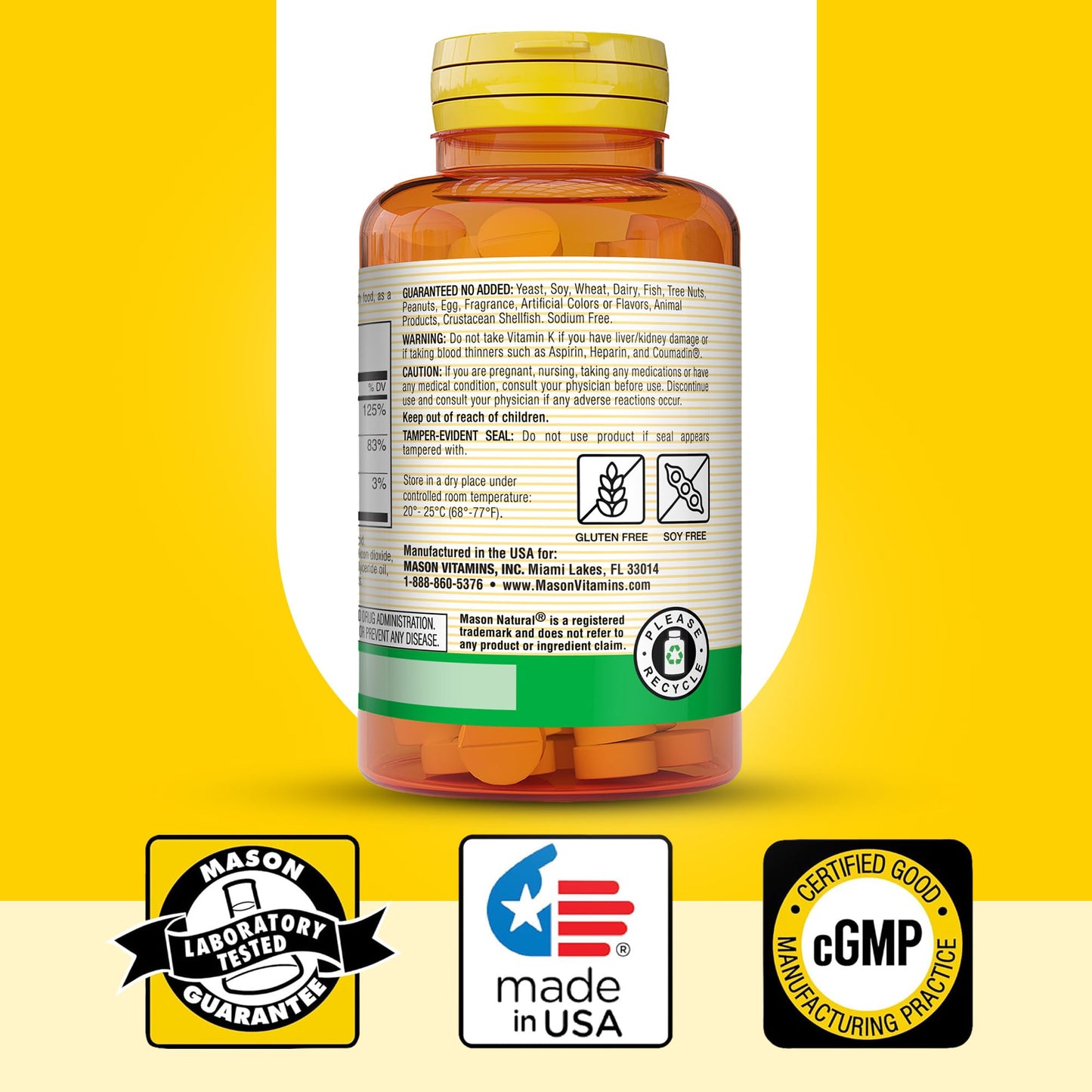 Mason Natural Vitamins K2 & D3 with Calcium Tablets, 100 Count
