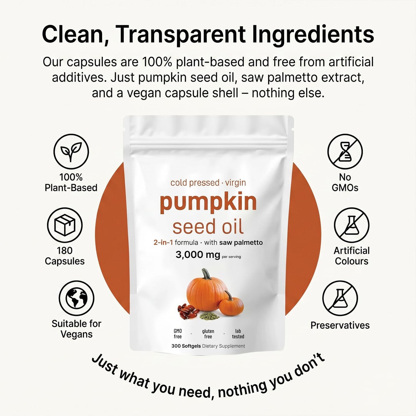 JIAZAWA Pumpkin Seed Oil with Saw Palmetto Capsules – 300 Softgels