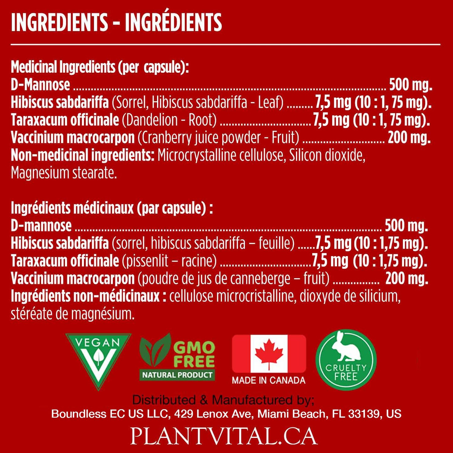 Plantvital Bundle Power Duo Berberine 500mg & D Mannose with Cranberry 1000mg, 240 Capsules