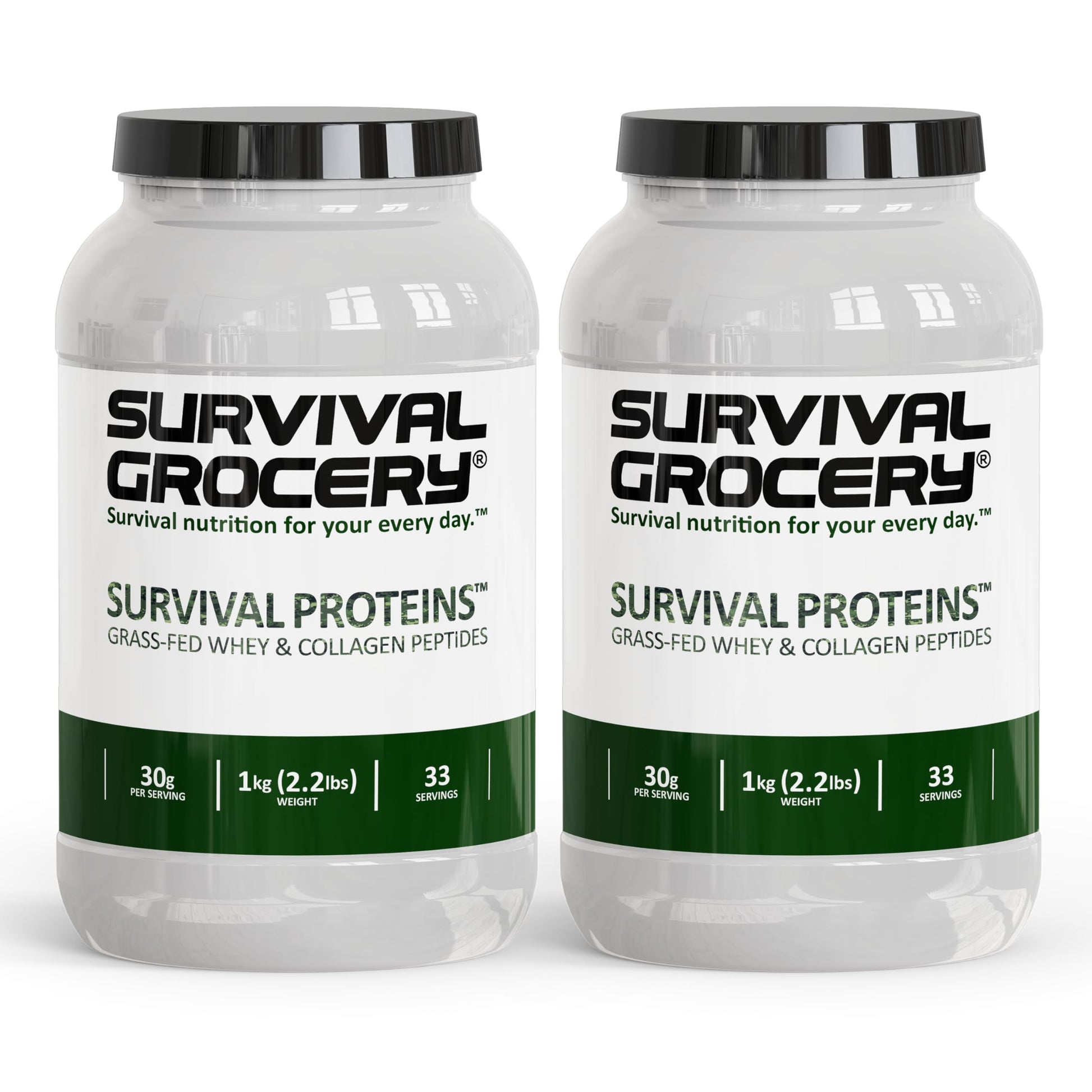Survival Grocery Survival Proteins Grass-Fed Whey Protein & Grass-Fed Collagen Peptides Powder, Unflavored, Gluten Free, Pack of 2