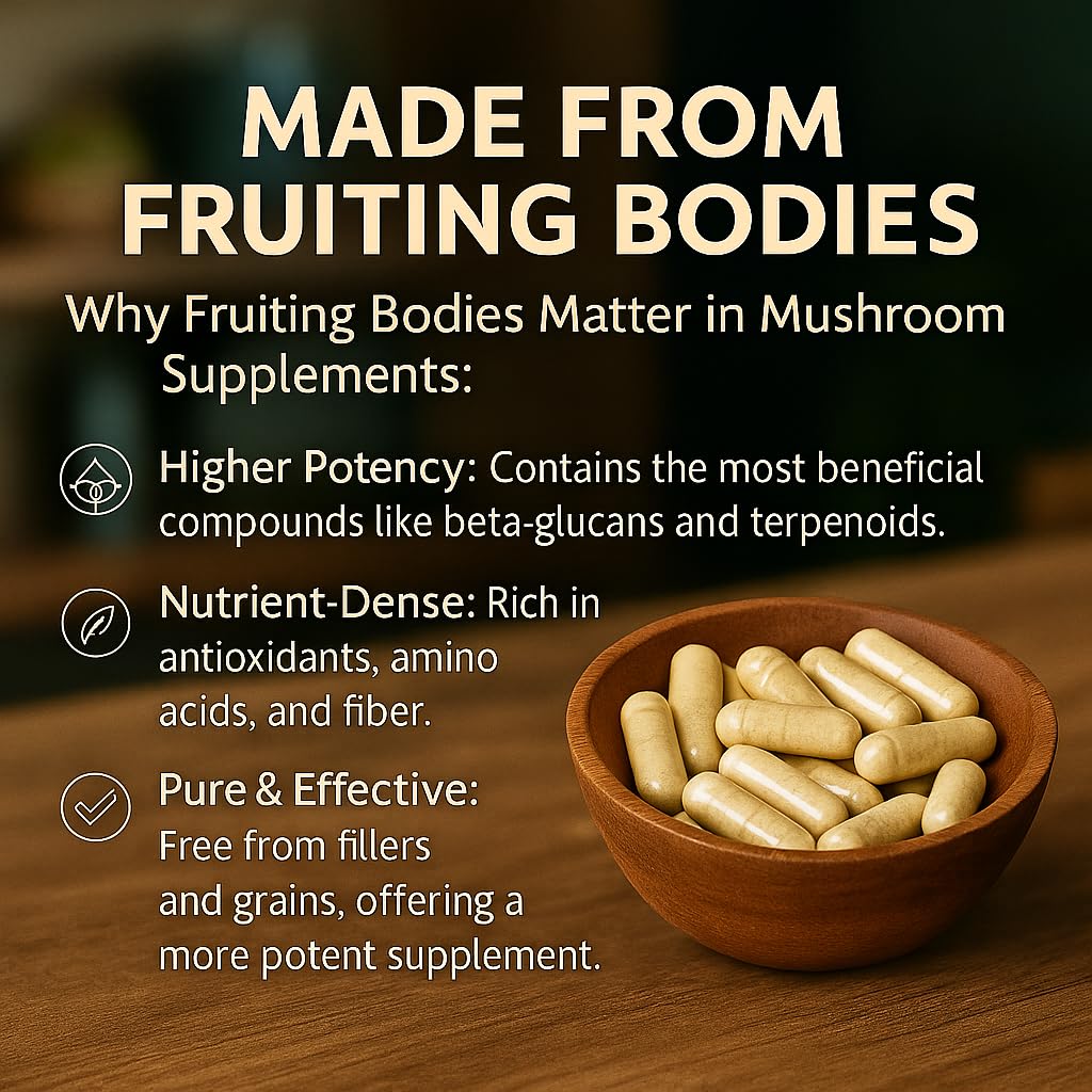 Me First Living Mushroom Complex 10 in 1 with Lions Mane, Cordyceps, Turkey Tail, Reishi, Maitake, Chaga Capsules 60 Count