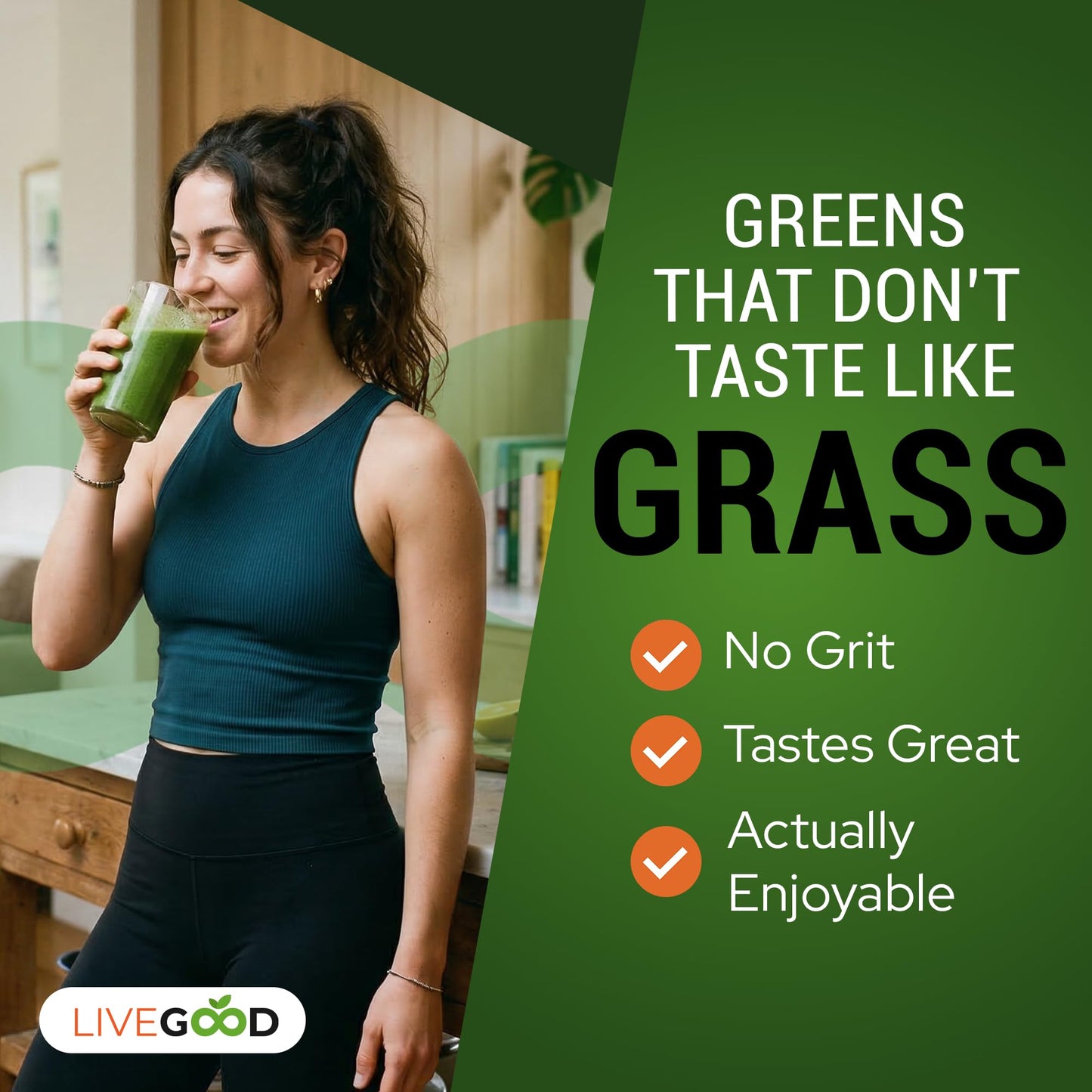 LIVEGOOD Daily Greens Organic Blend for Digestion & Focus – Super Greens Supplement Powder, 12.38 oz