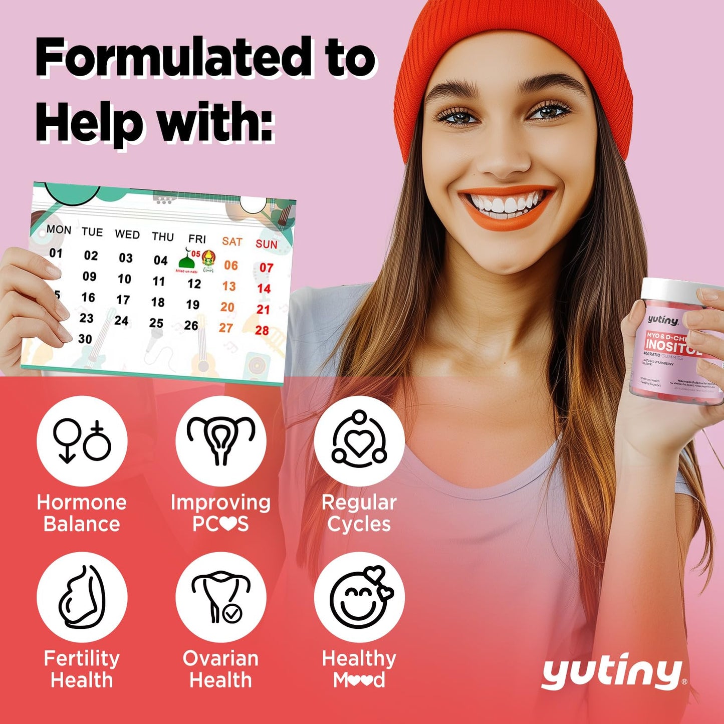 Yutiny Myo-Inositol & D-Chiro Inositol Gummies, 60 Count