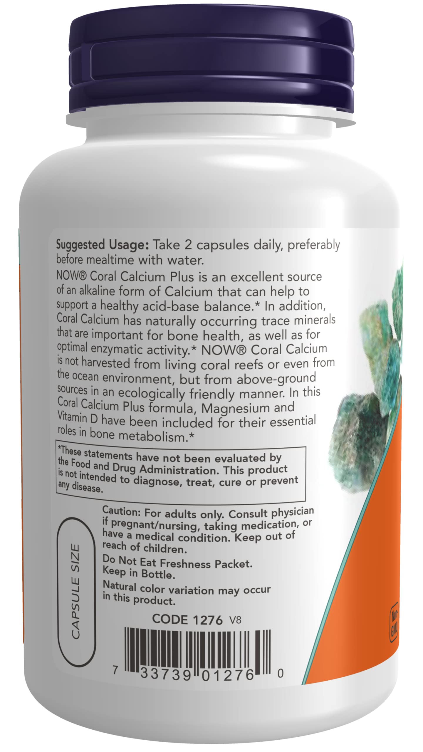 NOW Foods Coral Calcium Plus Magnesium Capsules, Pack of 2