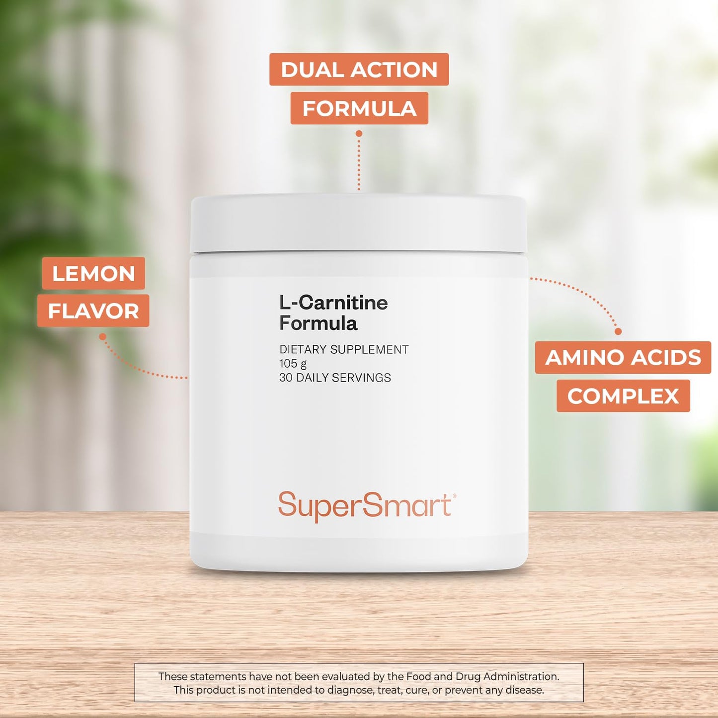 Supersmart L-Carnitine Formula with Acetyl & Tartrate, Amino Acids | Non-GMO & Gluten Free, Powder, 3.7 oz