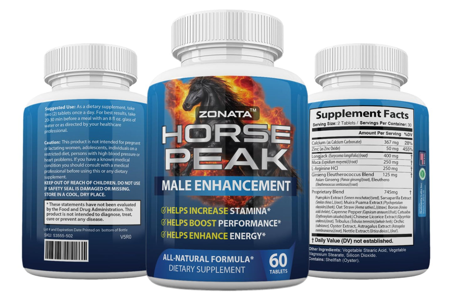 Zonata Horse Peak Dietary Supplements for Men 120 Tablets