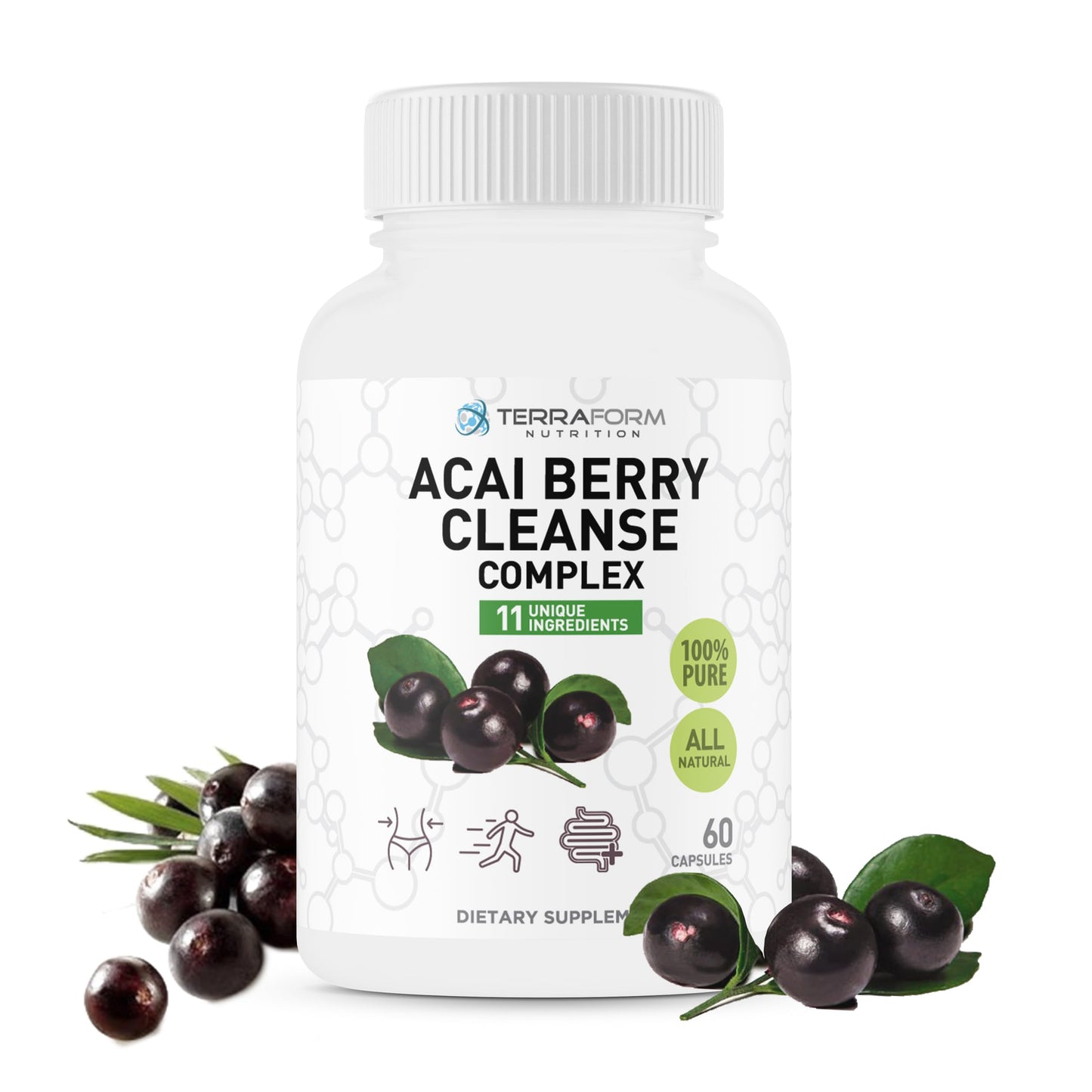 TerraForm Nutrition Natural Acai Berry Cleanse Capsules, 60 Count