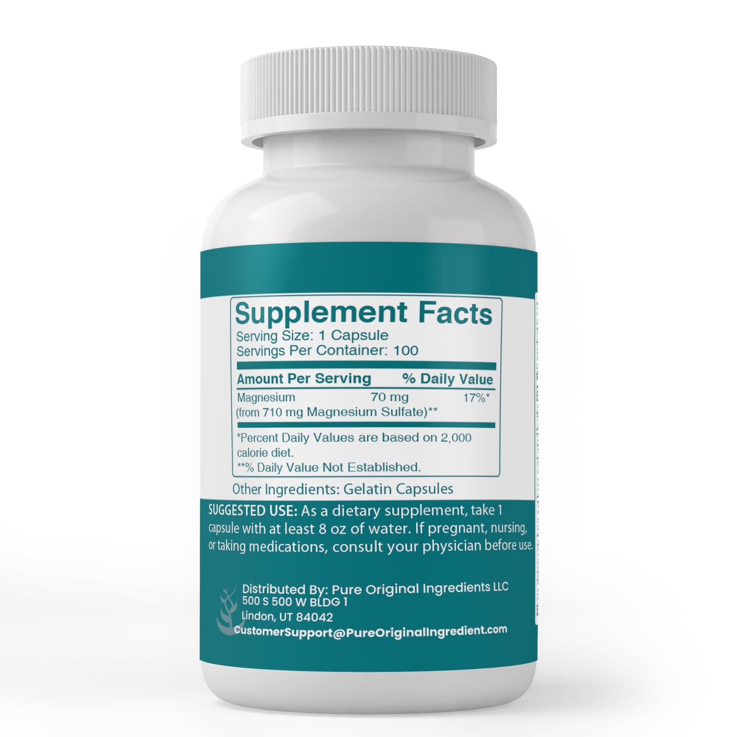 Pure Original Ingredients Epsom Salt Capsules, 100 Count